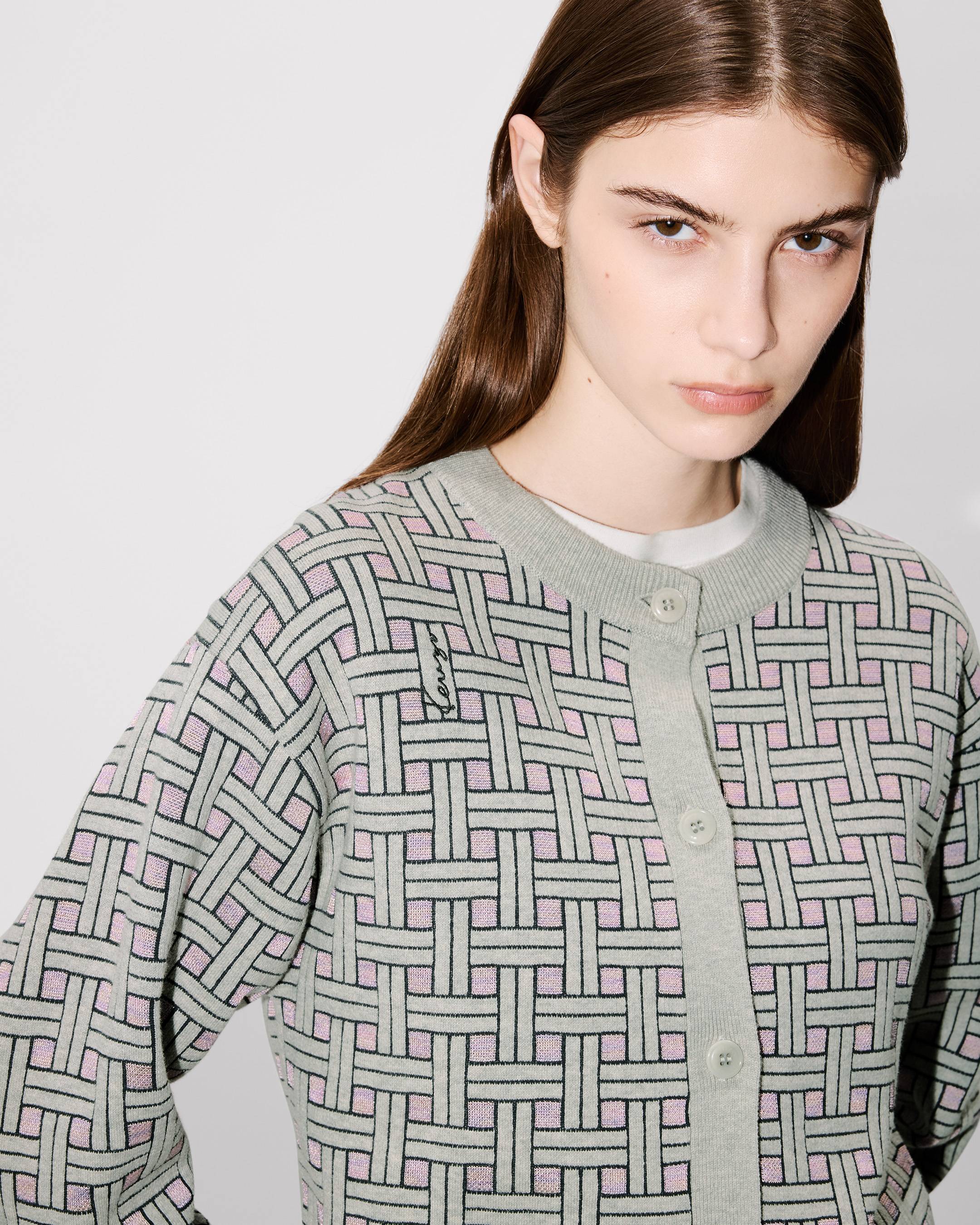 'KENZO Weave' cardigan in mixed cotton wool