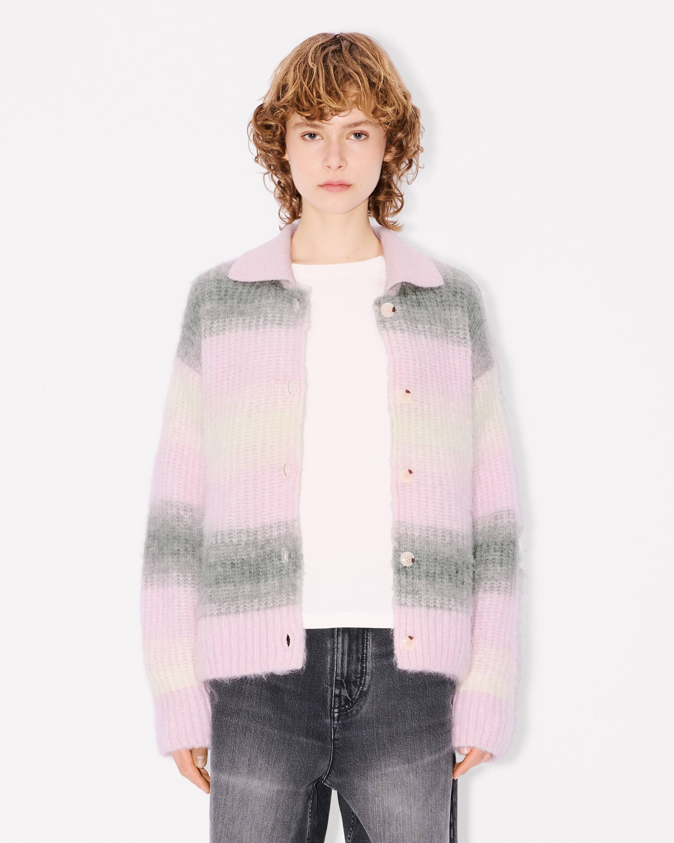 'KENZO Speed Stripe' hairy knitted cardigan in alpaca wool