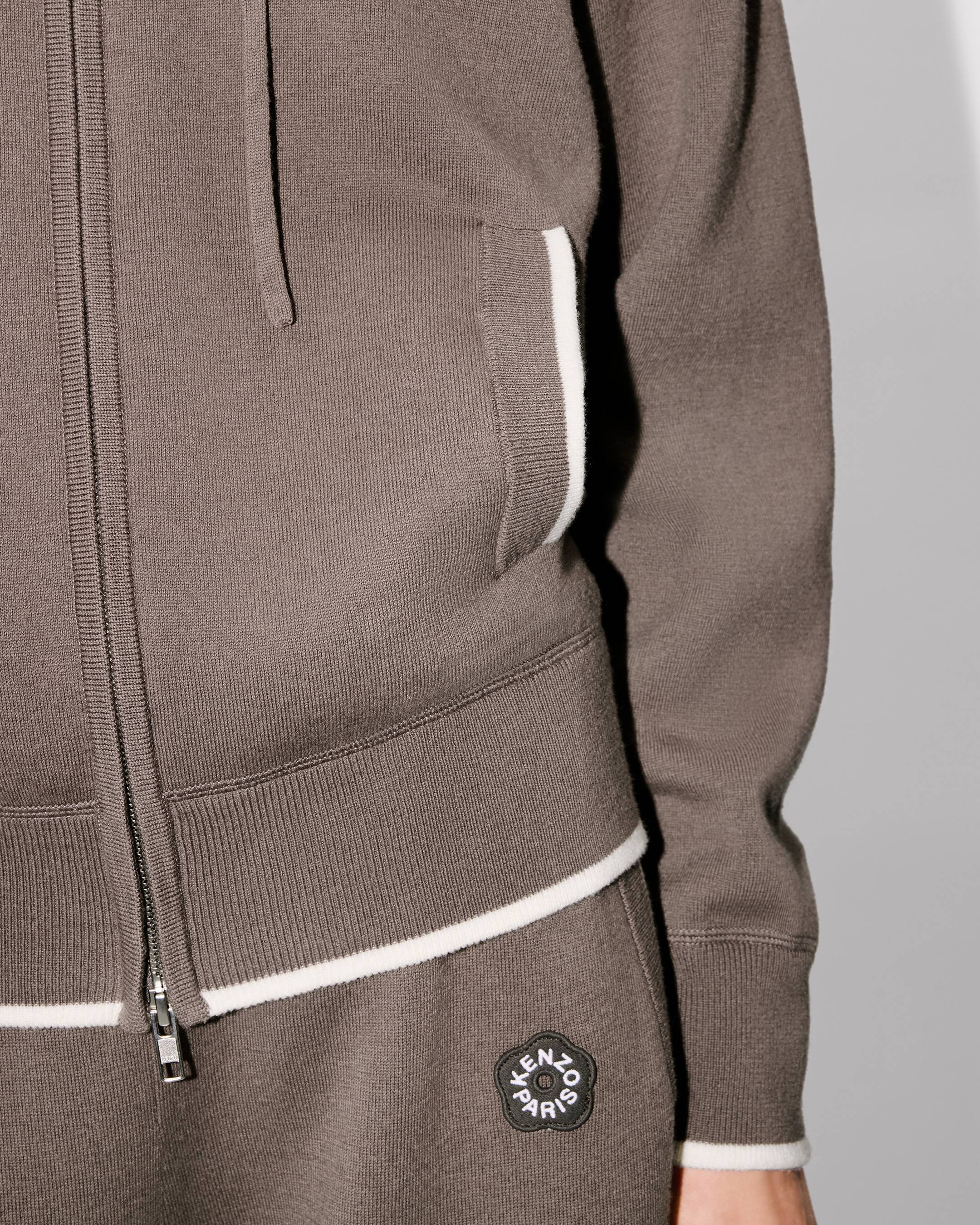 'Boke Flower 2.0' embroidered zip-up hoodie in cotton and wool