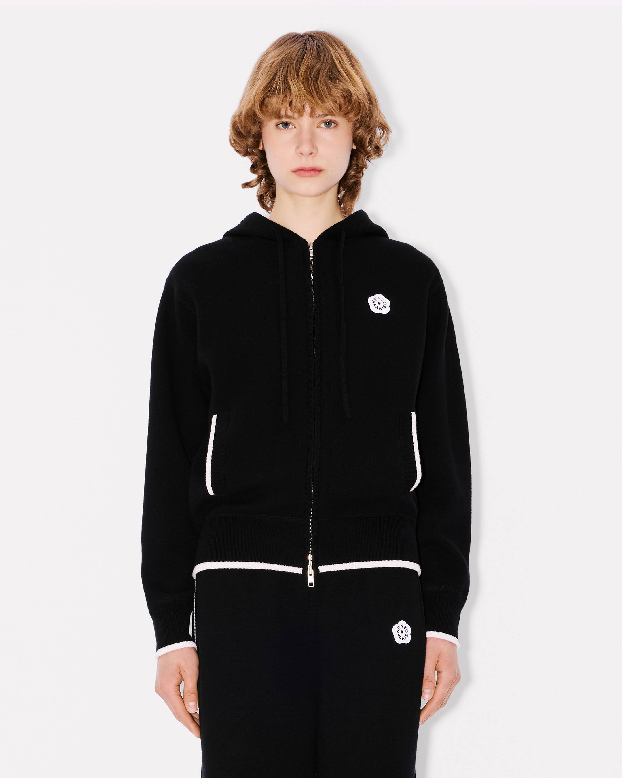 'Boke Flower 2.0' embroidered zip-up hoodie in cotton and wool