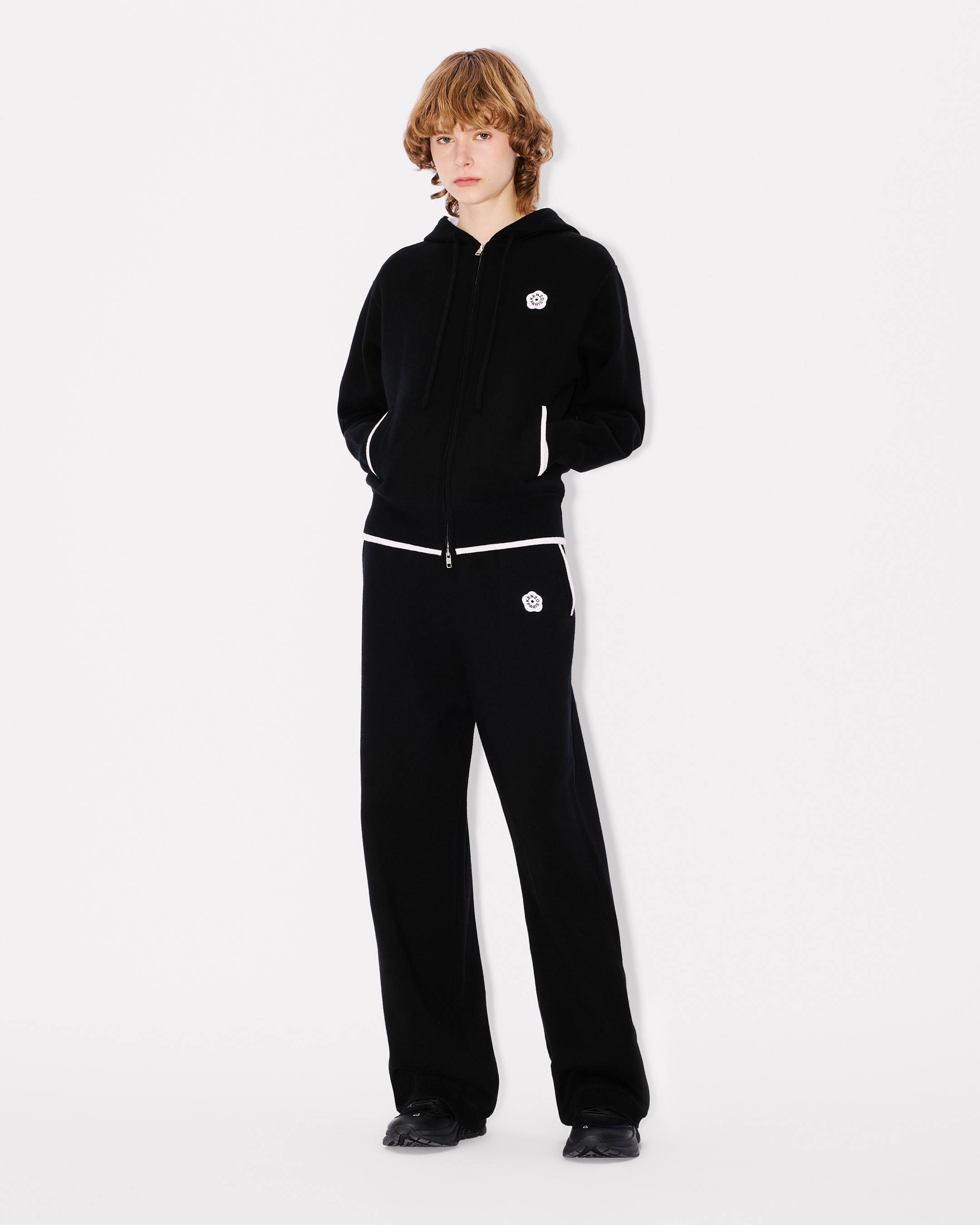 'Boke Flower 2.0' embroidered zip-up hoodie in cotton and wool