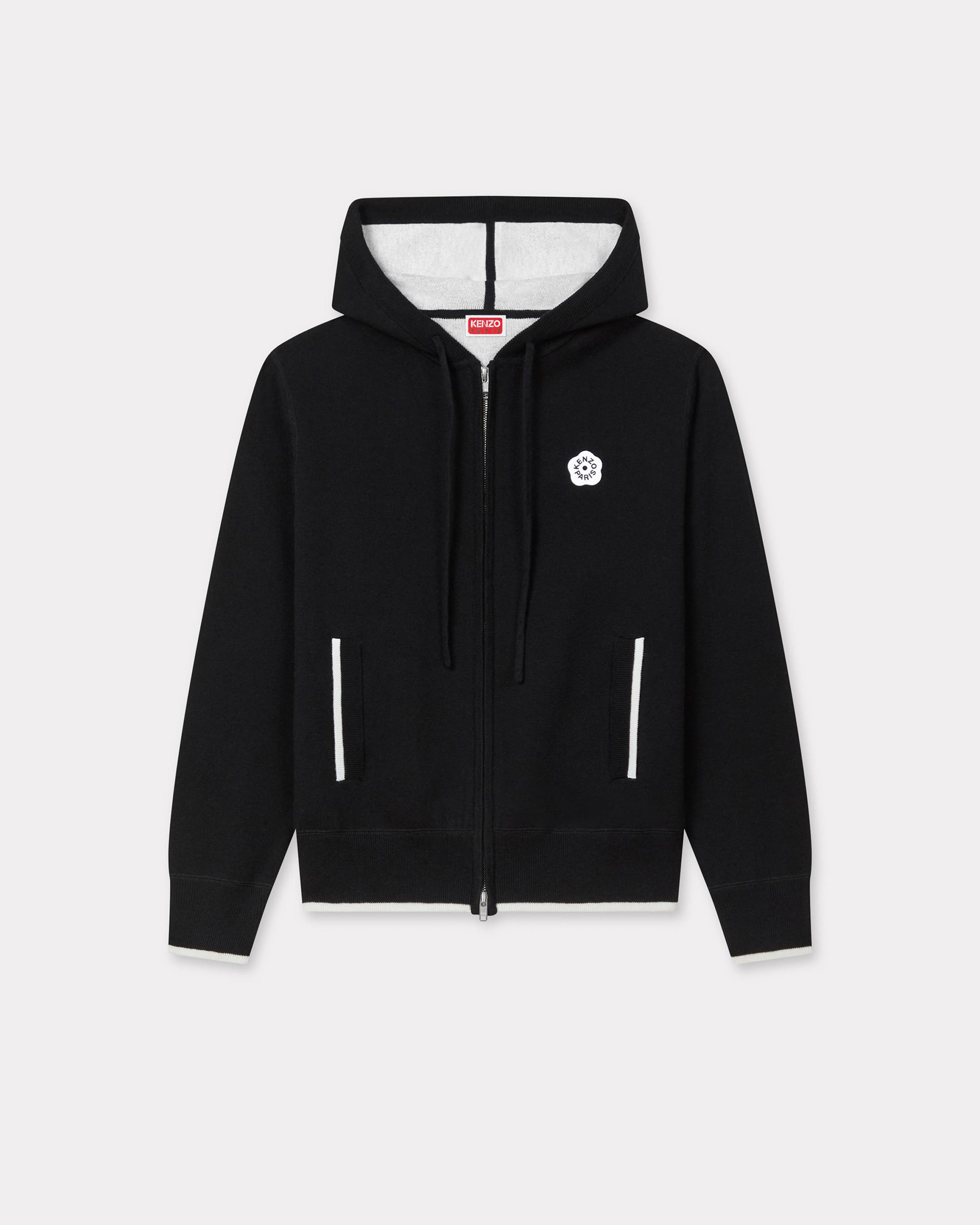 'Boke Flower 2.0' embroidered zip-up hoodie in cotton and wool