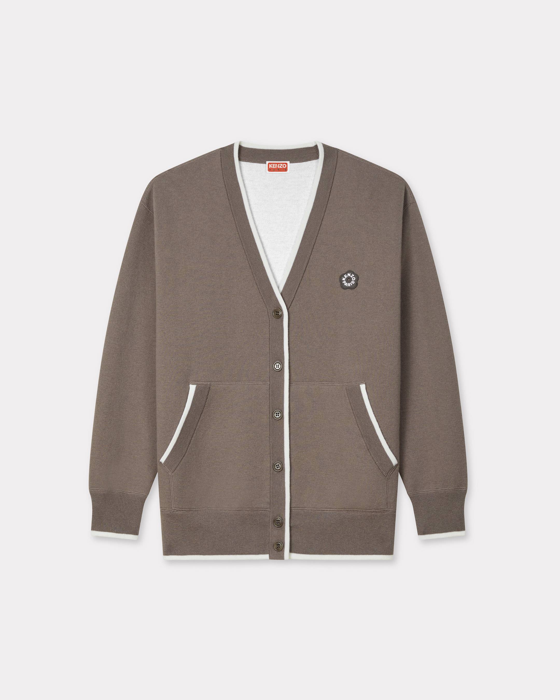 KENZO 'Boke Flower 2.0' Embroidered Cardigan In Cotton And Wool Taupe Womens - Size Xl