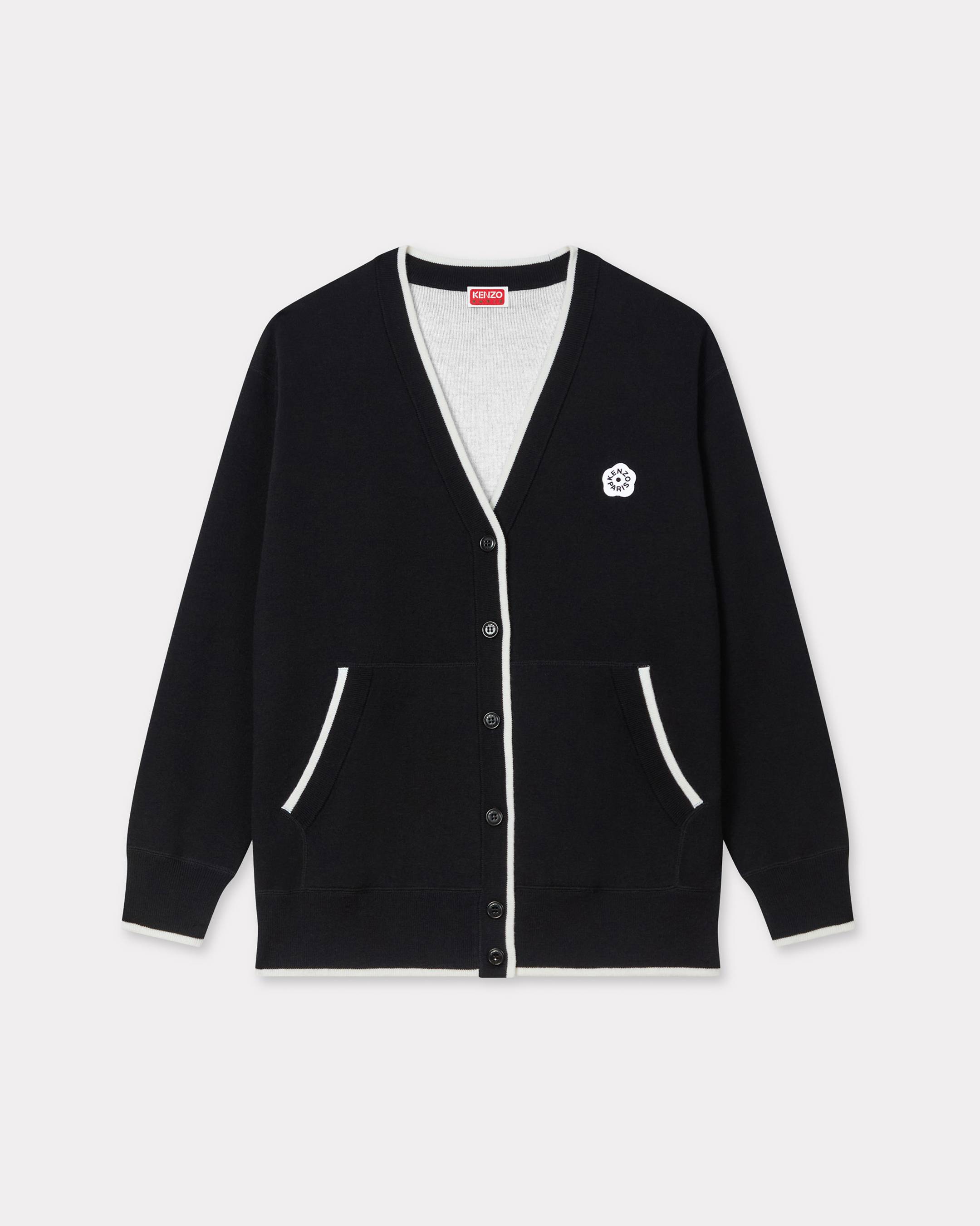 KENZO 'Boke Flower 2.0' Embroidered Cardigan In Cotton And Wool Black Womens - Size M