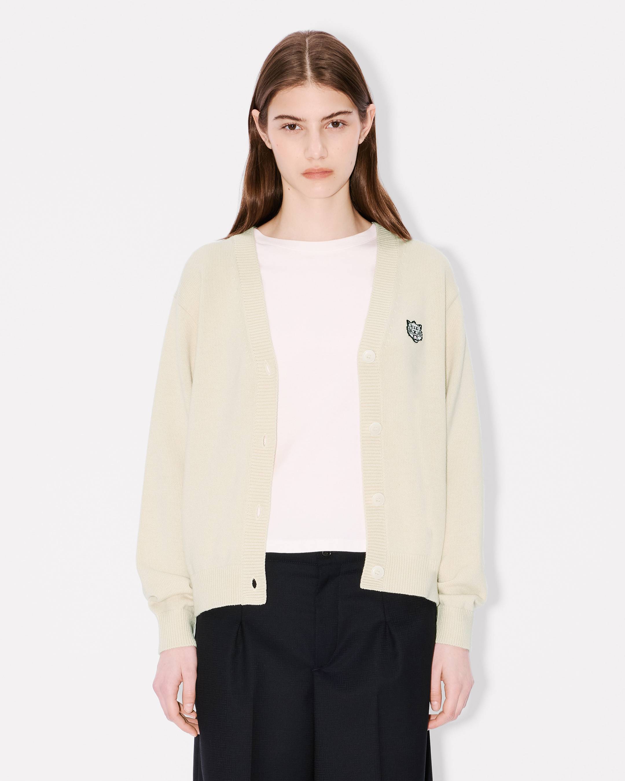 'KENZO Happy Tiger' embroidered cardigan in wool cotton