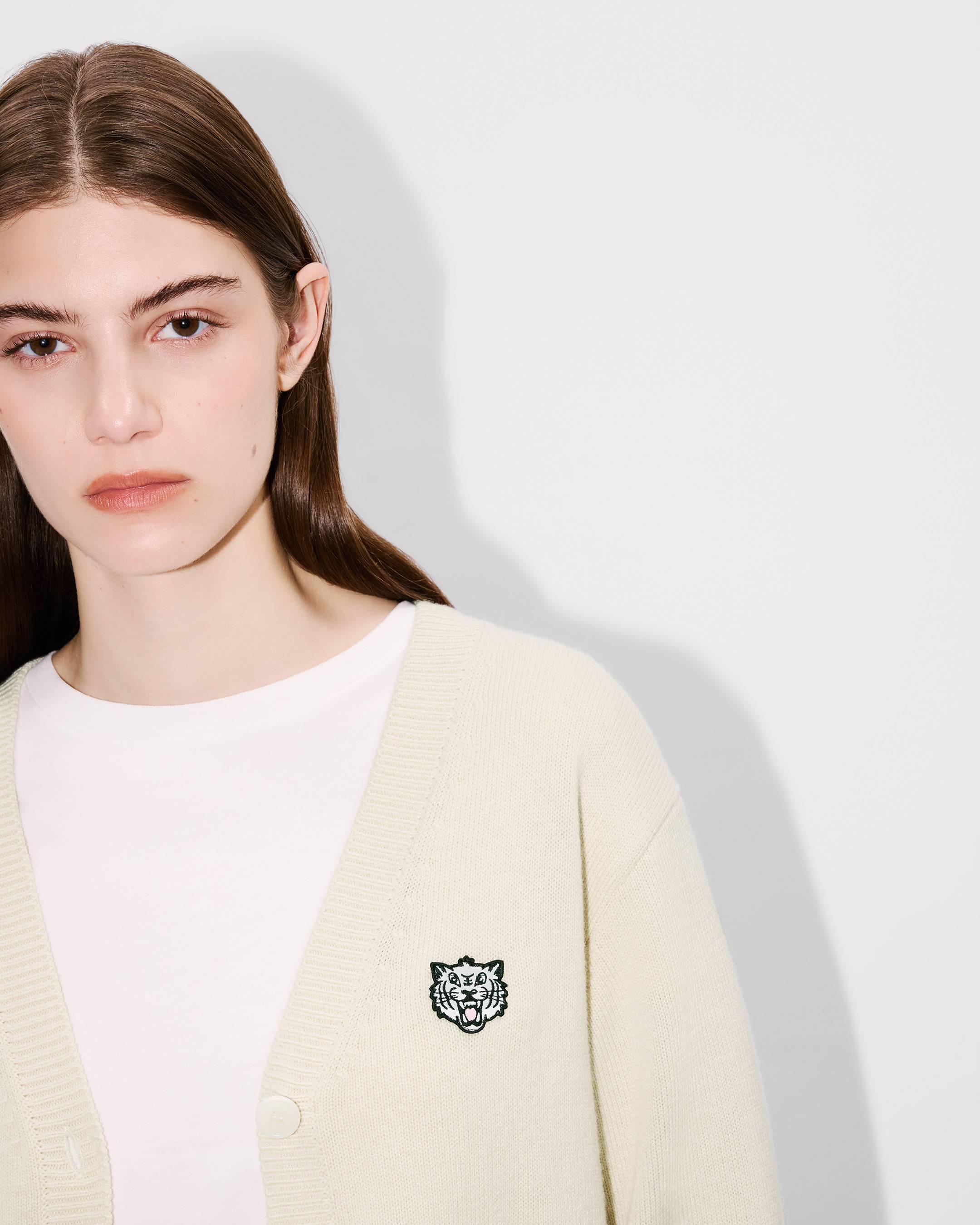 'KENZO Happy Tiger' embroidered cardigan in wool cotton