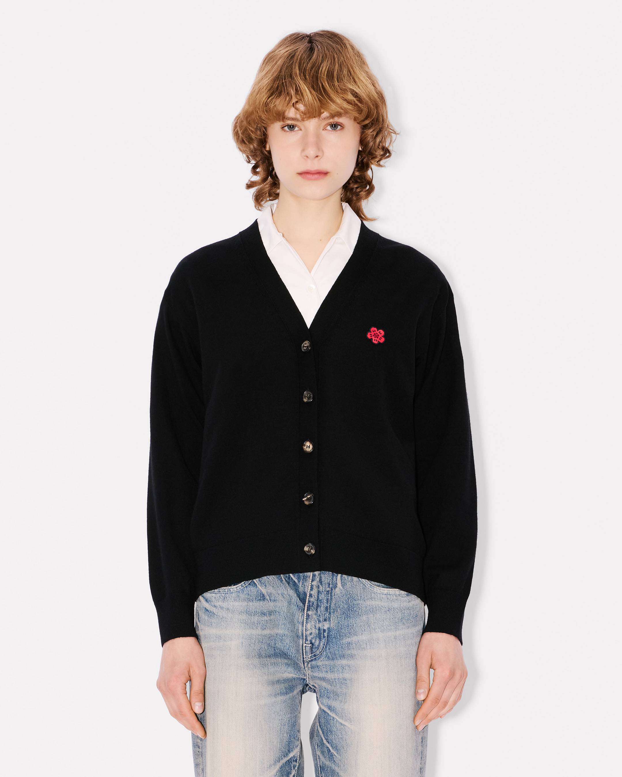 TWNのFlower Jacquard Knit 全4色 Jacquard Jacket, Ornament Flower - Black - Knitted Jackets