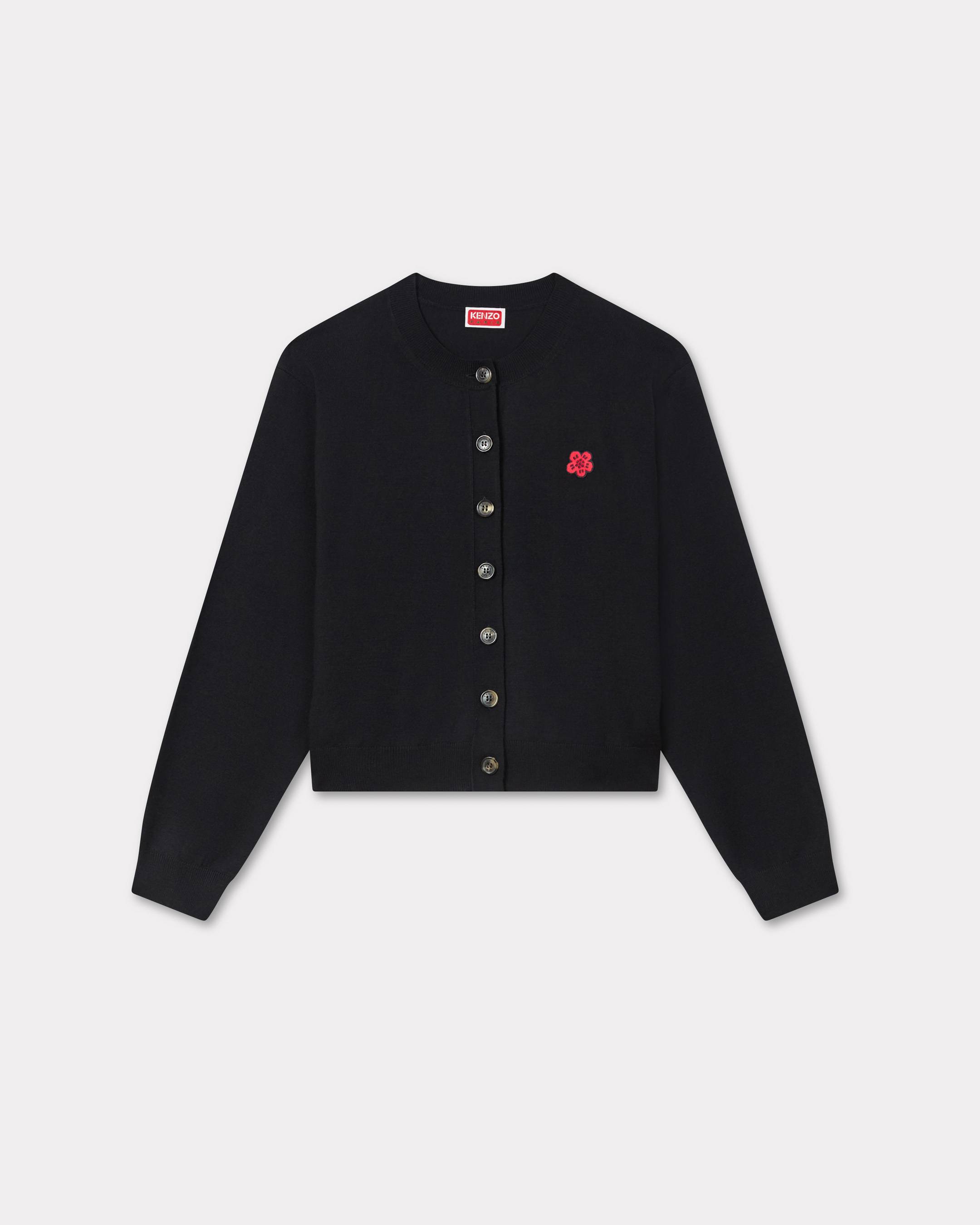 KENZO 'Boke Flower' Embroidered Cardigan In Merino Wool Black Womens - Size M