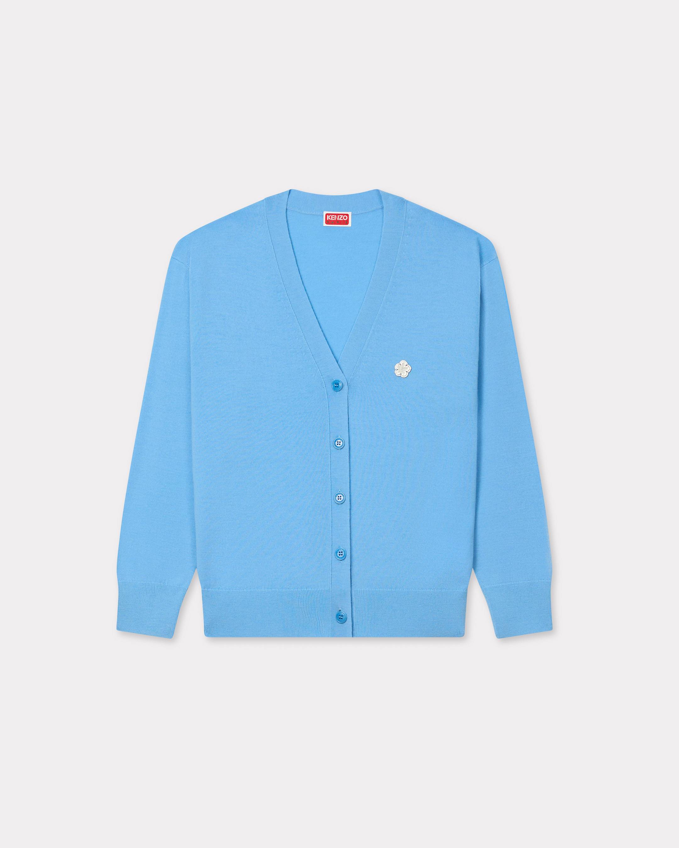 KENZO 'Boke Flower' Embroidered Cardigan In Merino Wool Sky Blue Womens - Size M