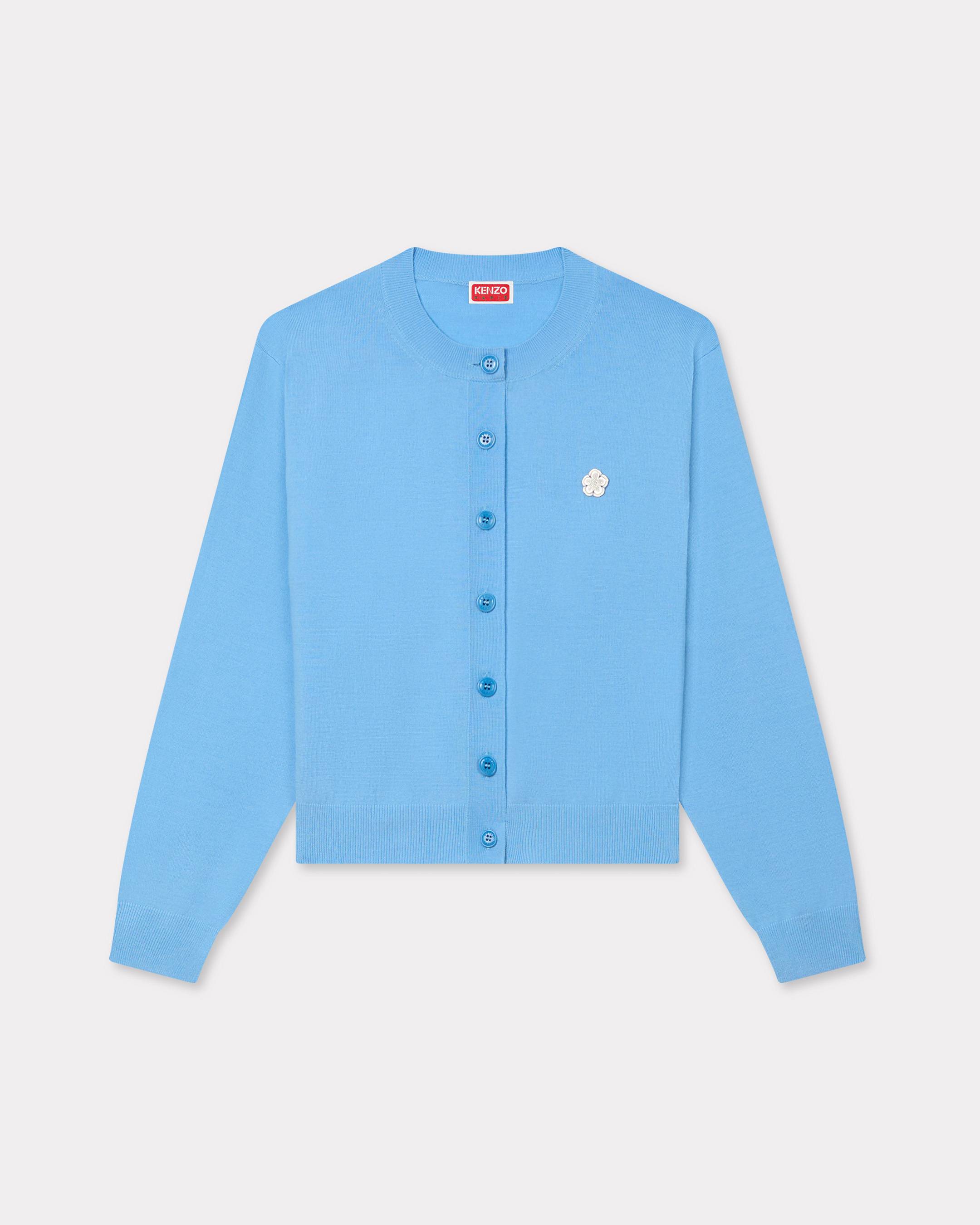 KENZO 'Boke Flower' Embroidered Cardigan In Merino Wool Sky Blue - Womens Size M