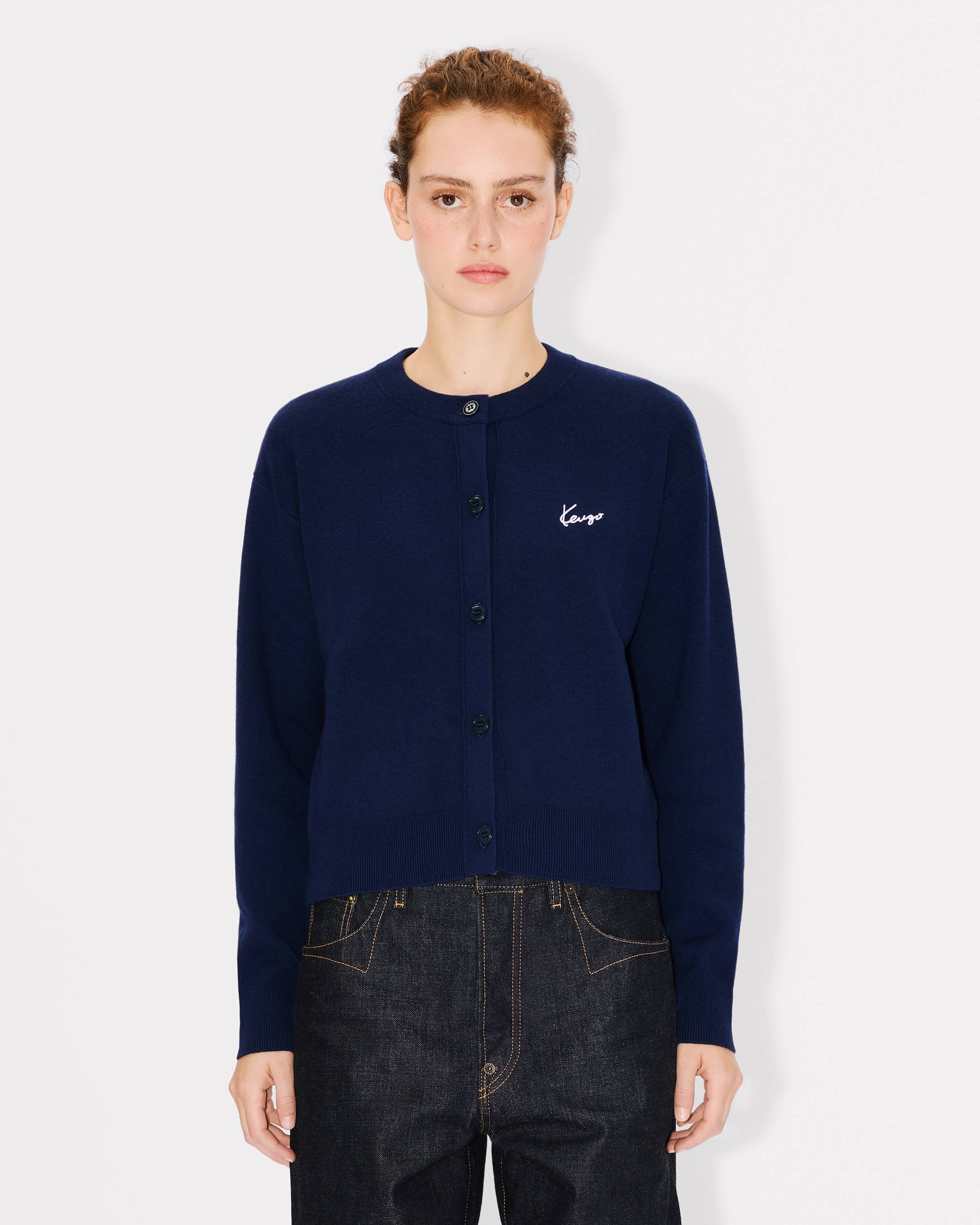 KENZO Archive Bouquet' embroidered cardigan in cotton wool