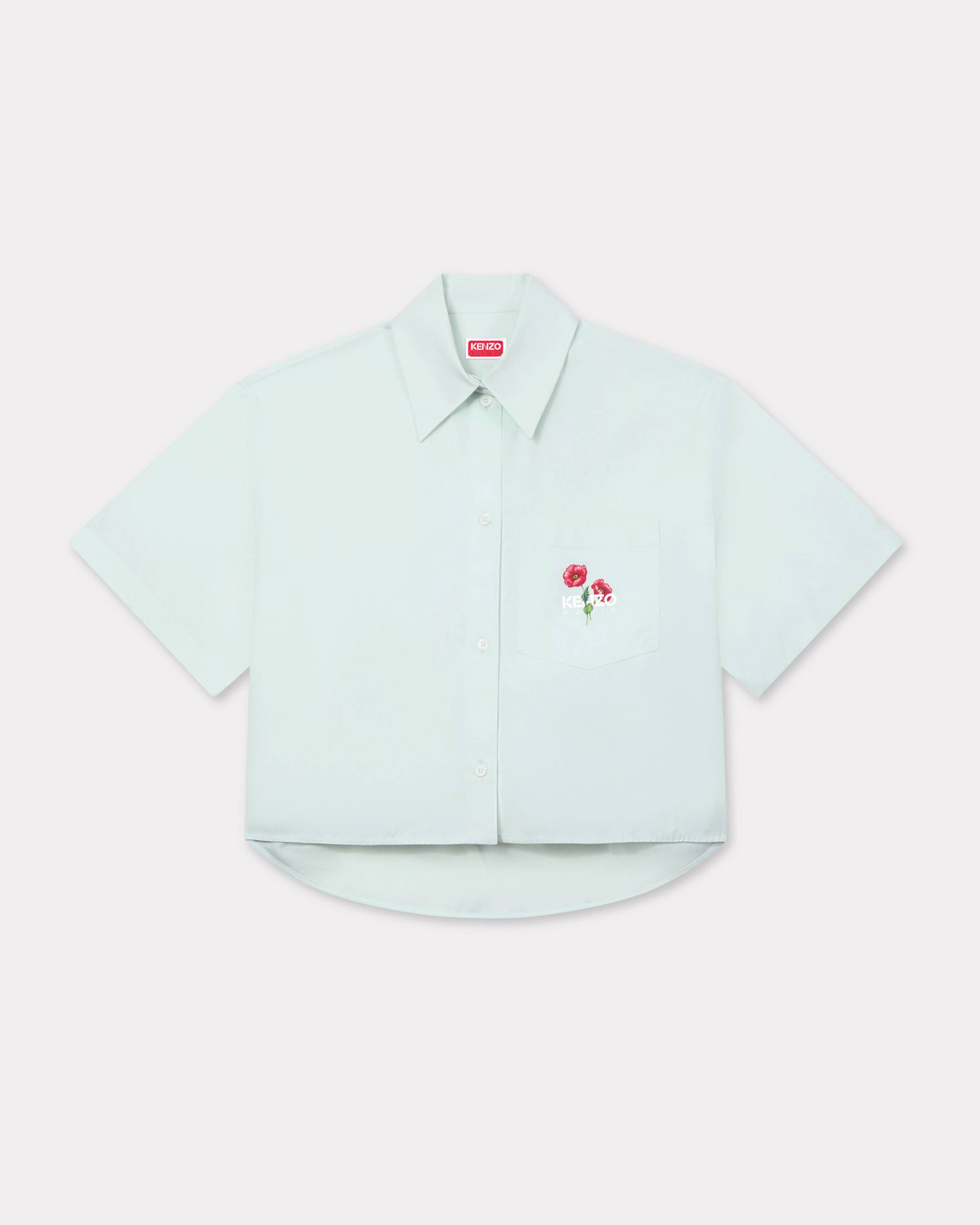 KENZO 'Kenzo Archive Bouquet' Cropped Shirt In Cotton Poplin Absinthe - Womens Size 38