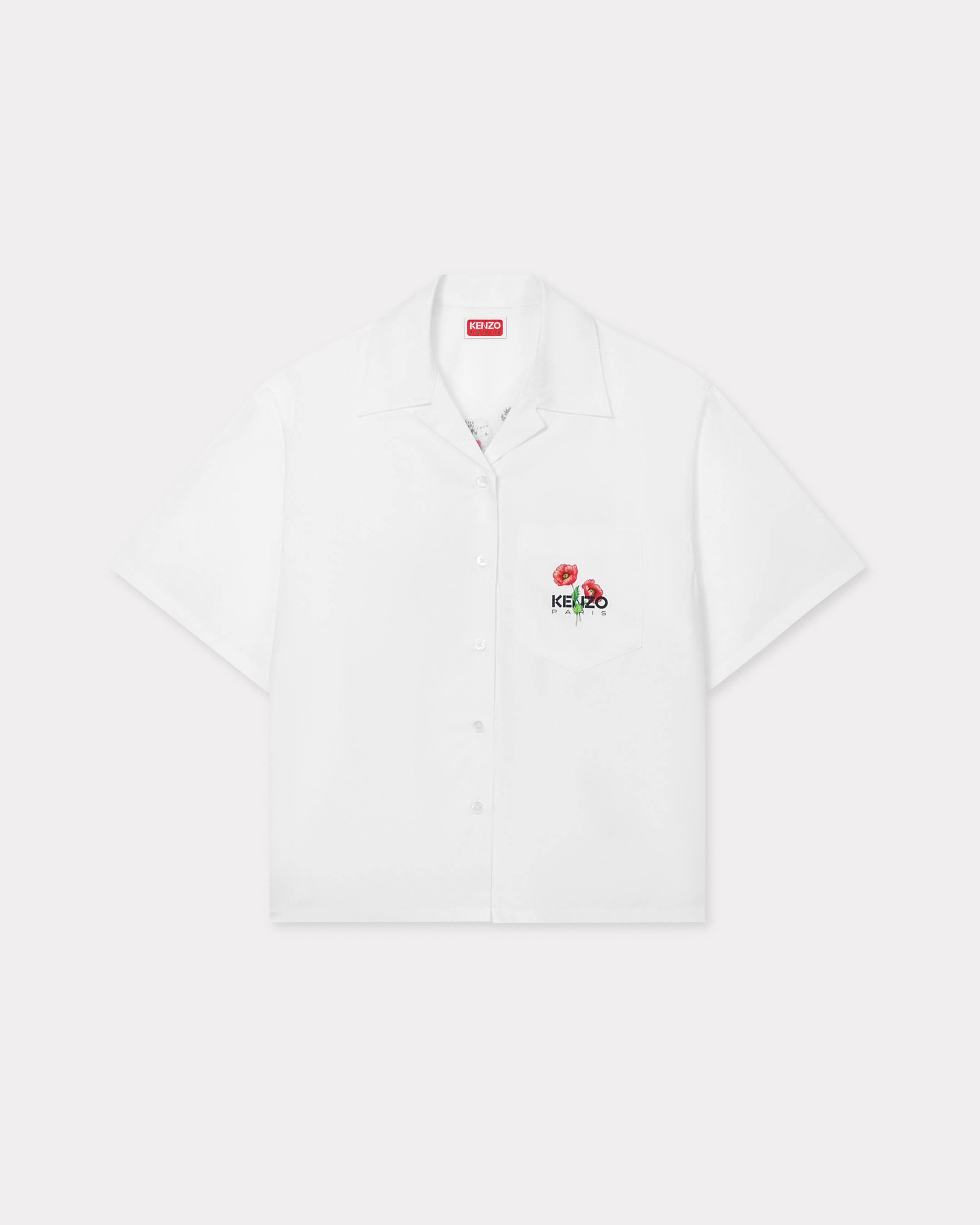 KENZO ' Archive Bouquet' Hawaiian Shirt Poplin, Woman, White, Size 42,
