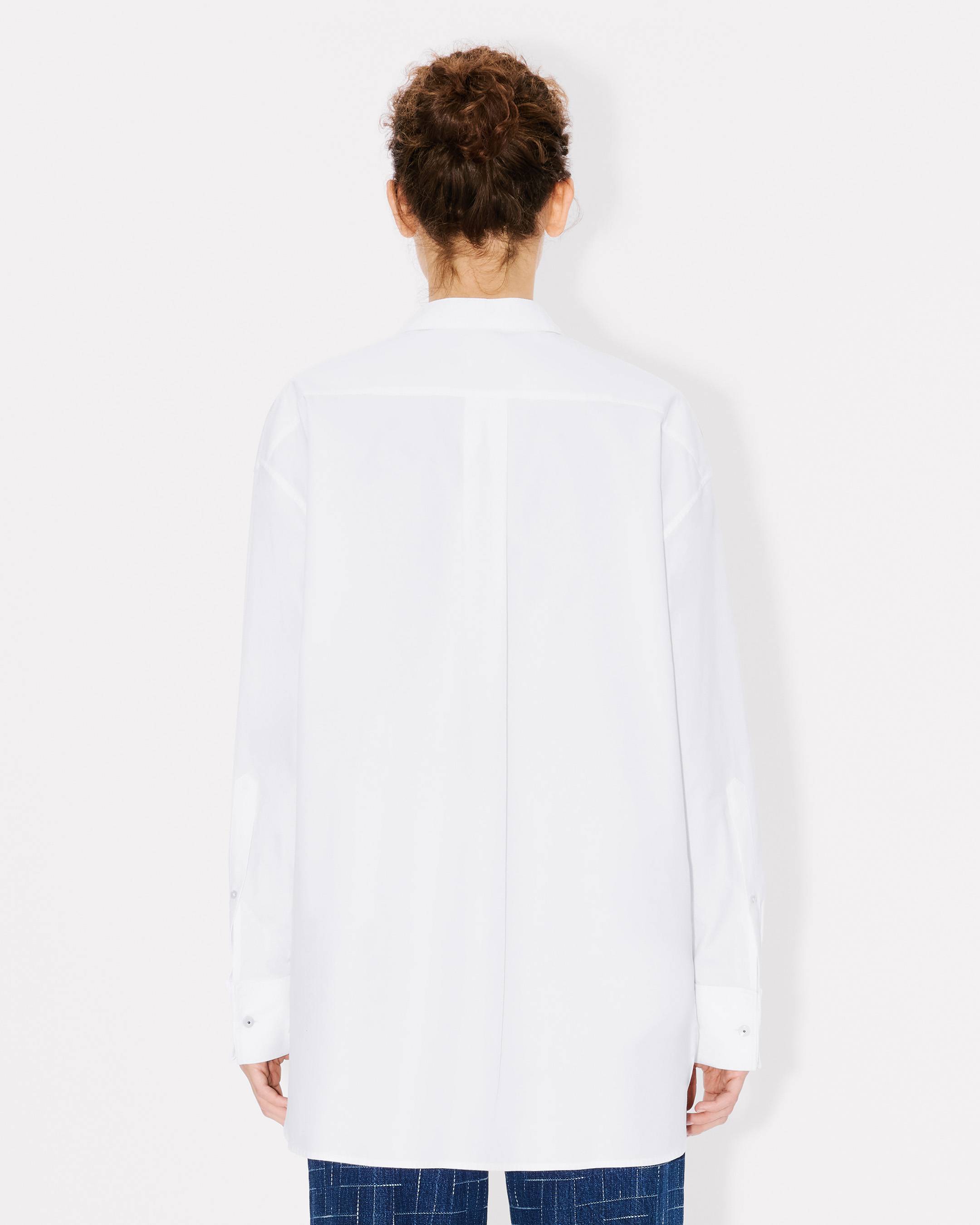Stand collar oversized shirt in cotton poplin