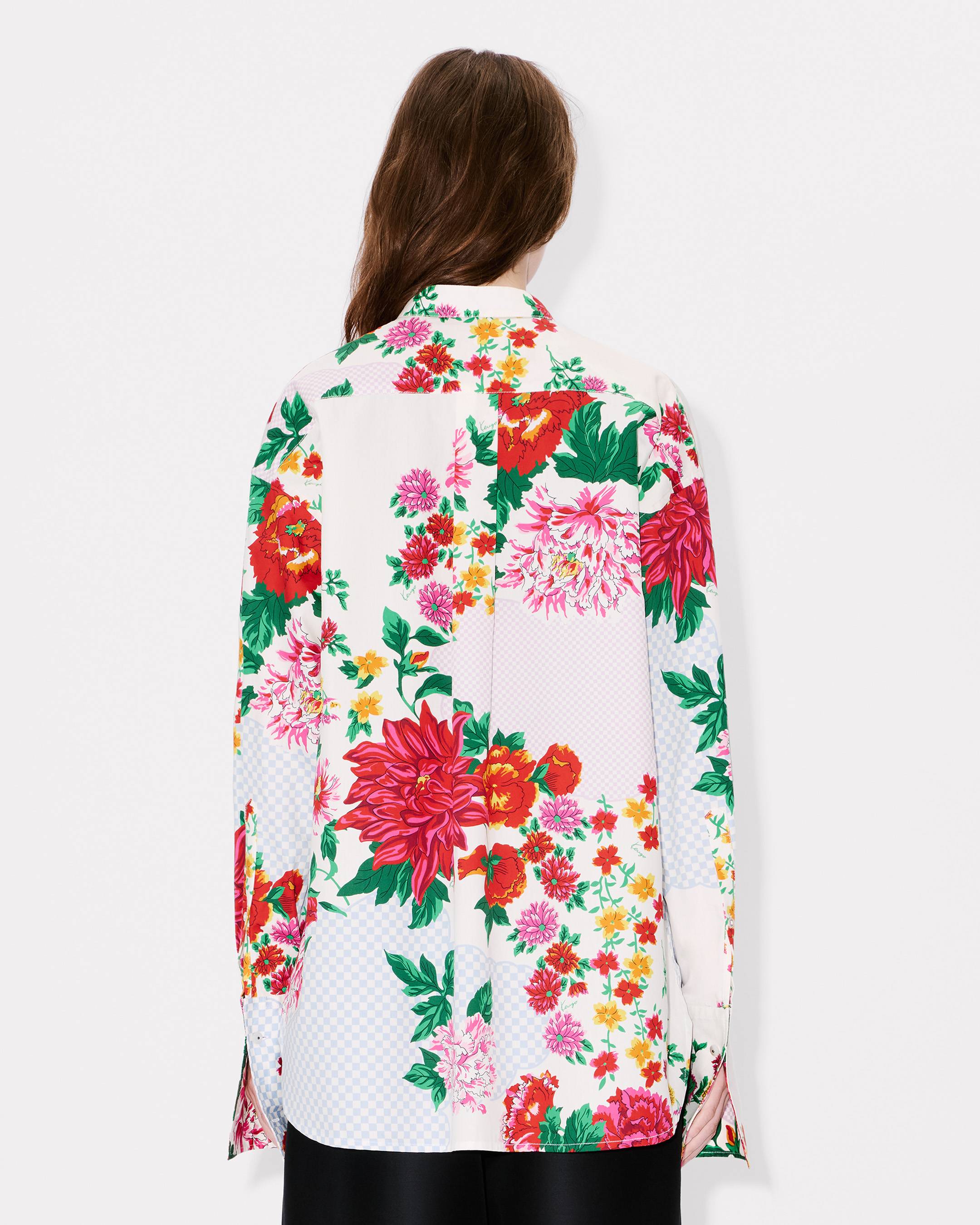 'KENZO Archive Floral' stand collar shirt in cotton silk