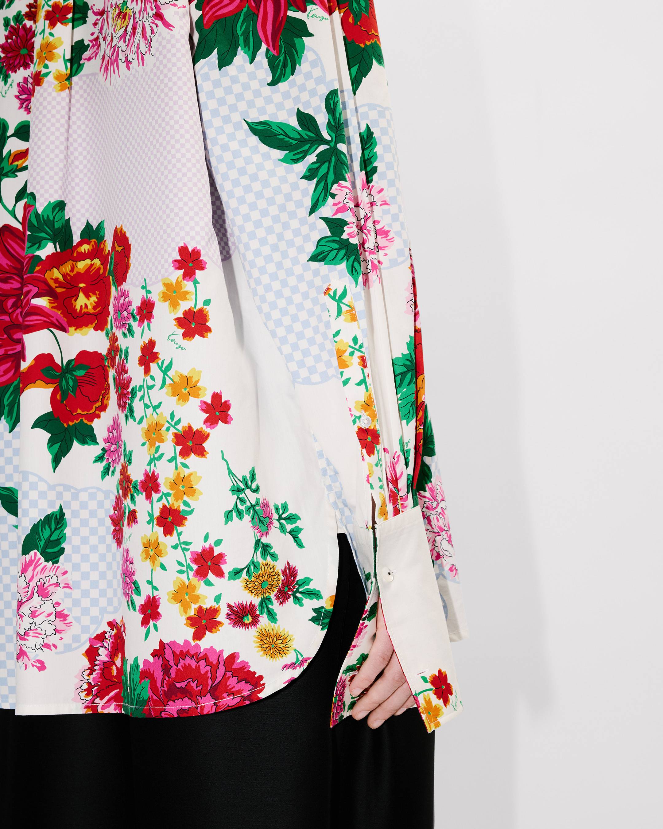 'KENZO Archive Floral' stand collar shirt in cotton silk
