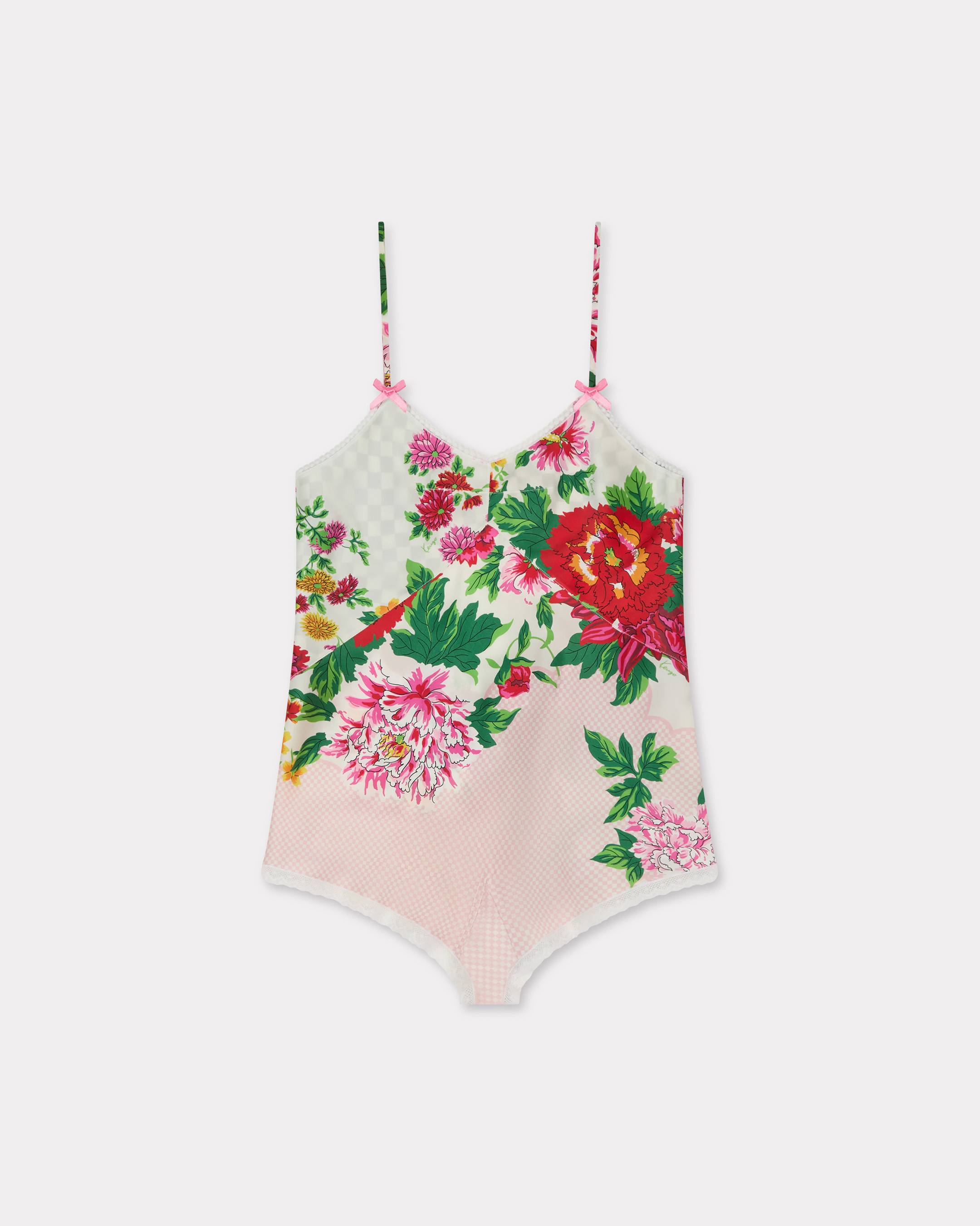 KENZO ' Archive Floral' Jumpsuit In Silk, Woman, Ecru, Size L, Silk
