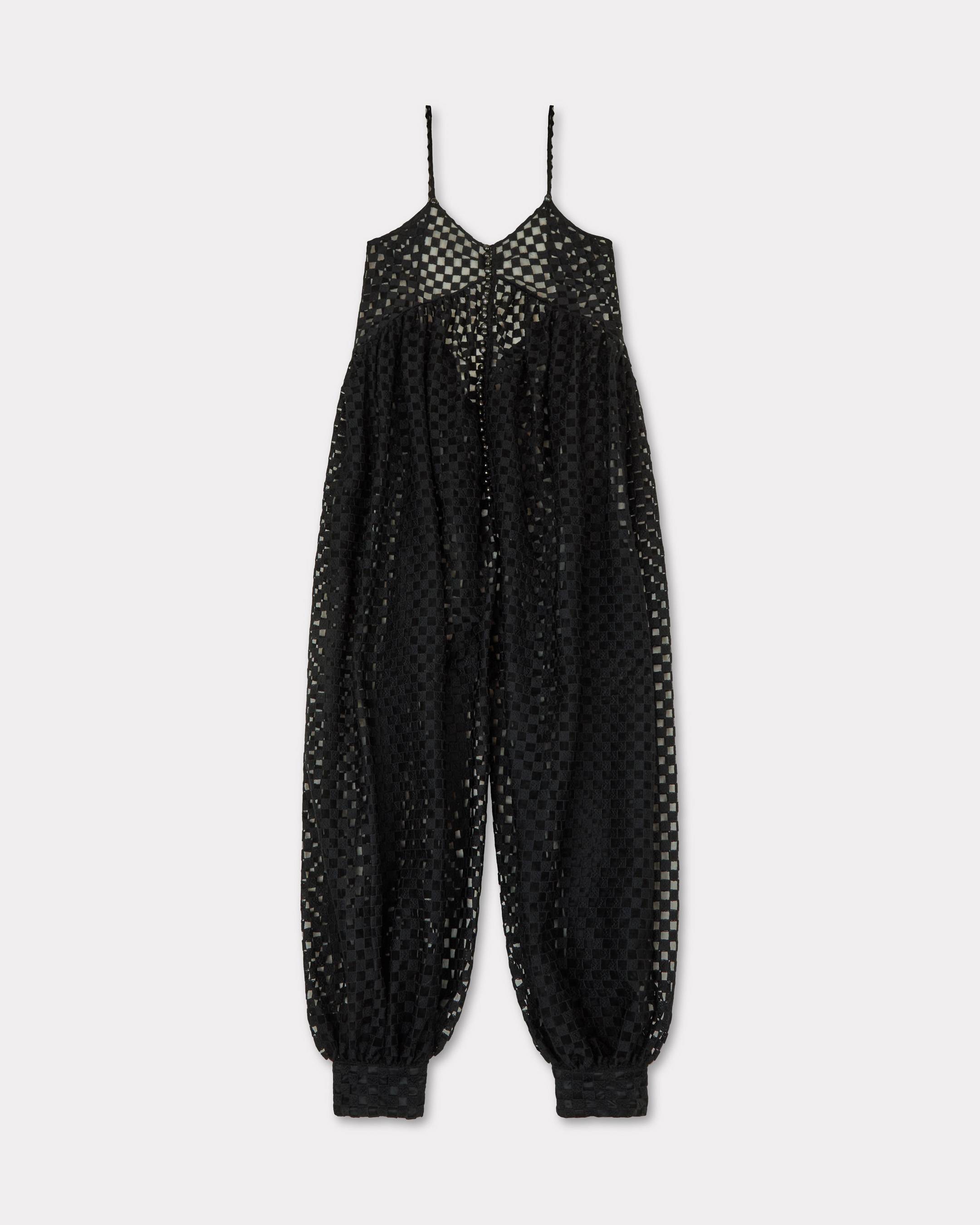 KENZO ' Damier' Jumpsuit, Woman, Black, Size 34, Polyester/polyamide