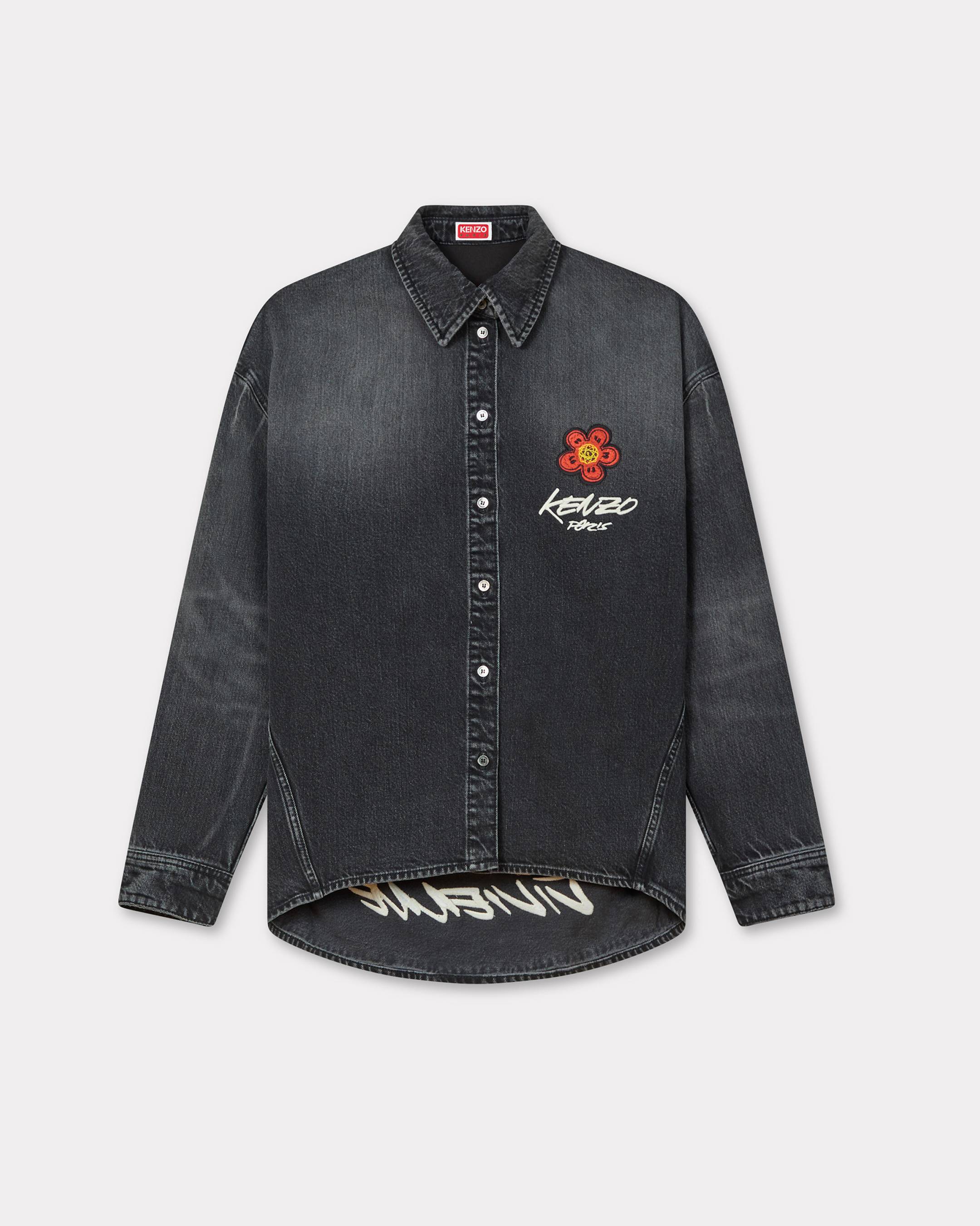 KENZO 'Kenzo x Futura 2000' Embroidered Workwear Shirt In Japanese Denim Medium Stone Black Womens - Size 38