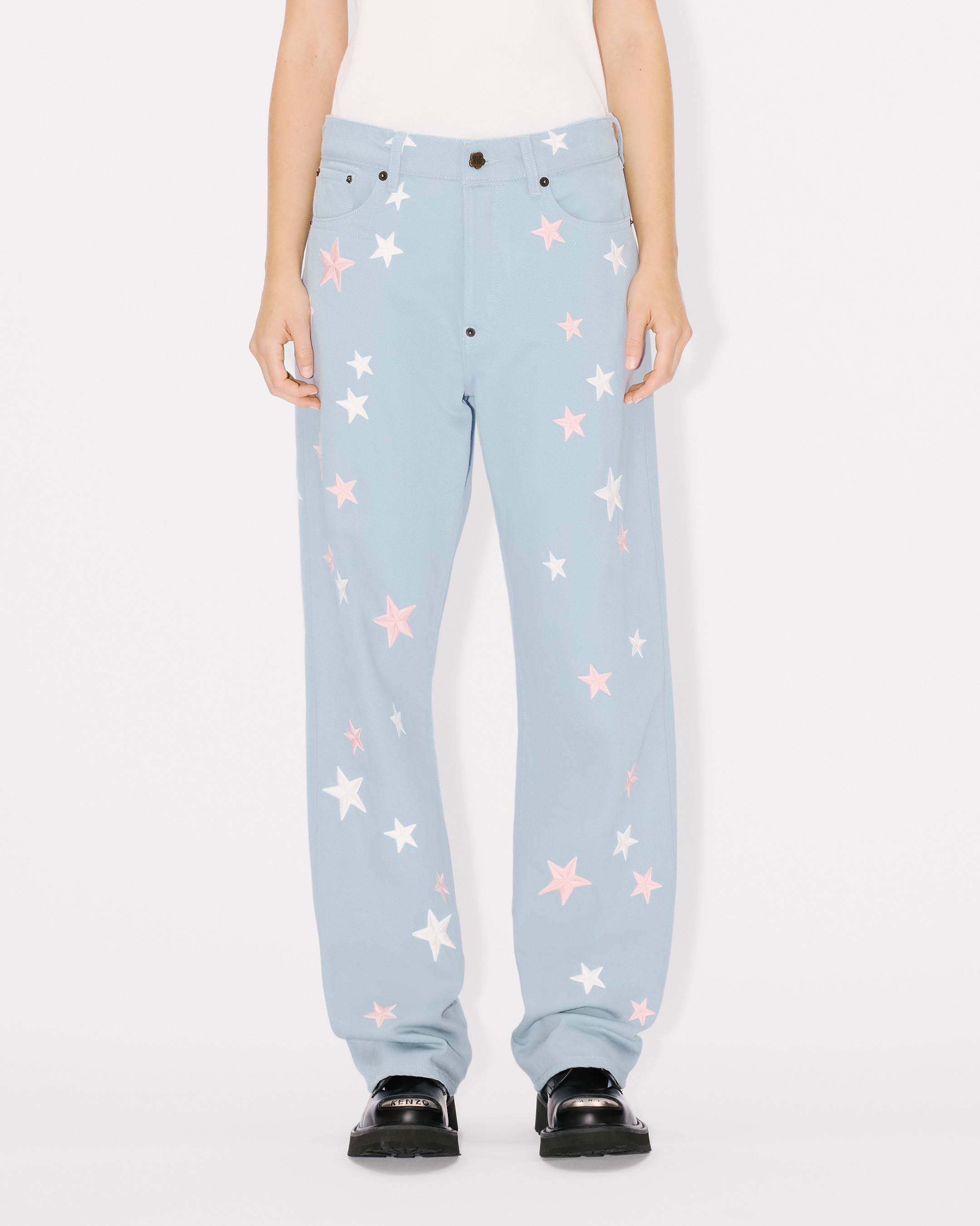 'KENZO Stars' embroidered low-waist pants in japanese denim