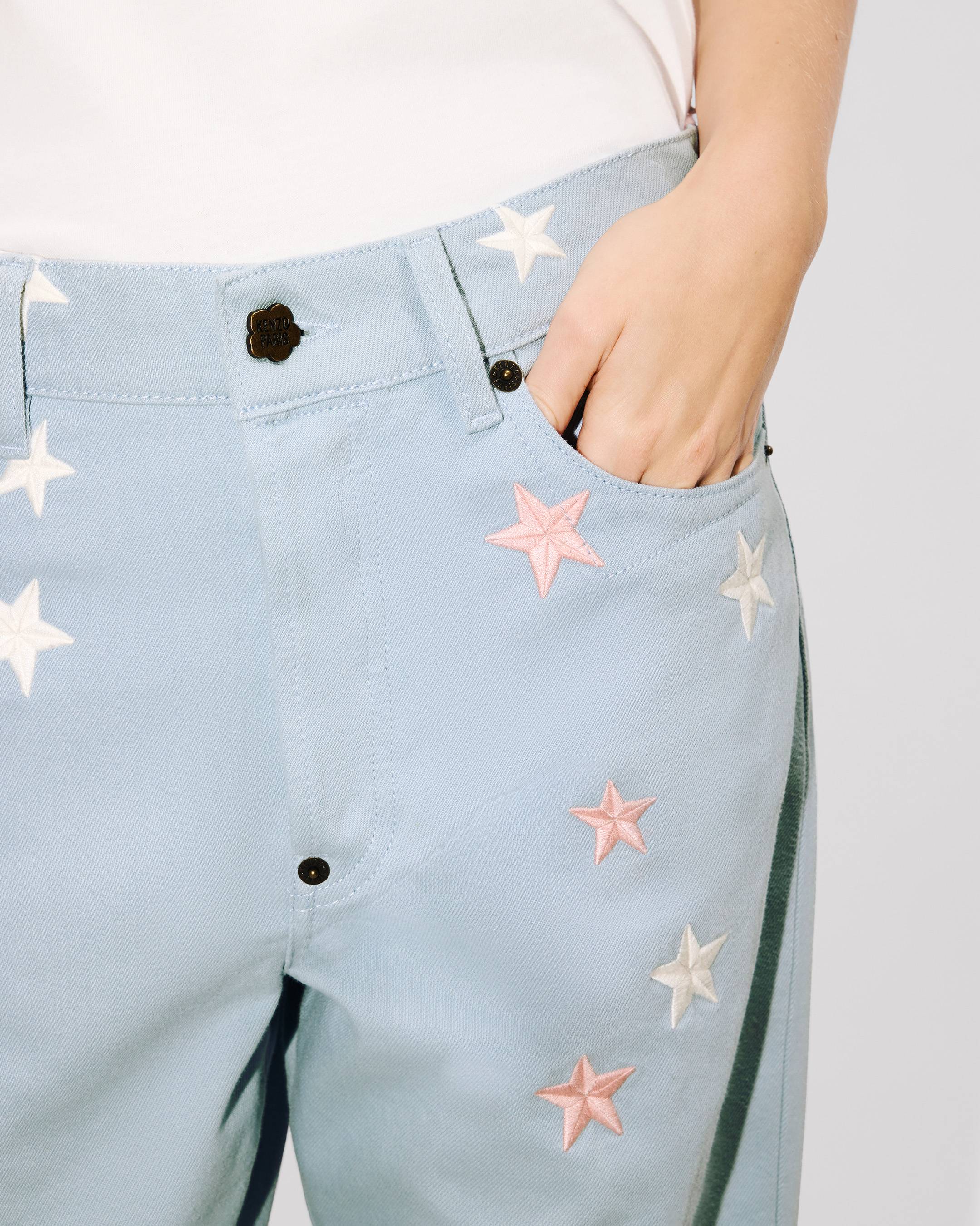 'KENZO Stars' embroidered low-waist pants in japanese denim