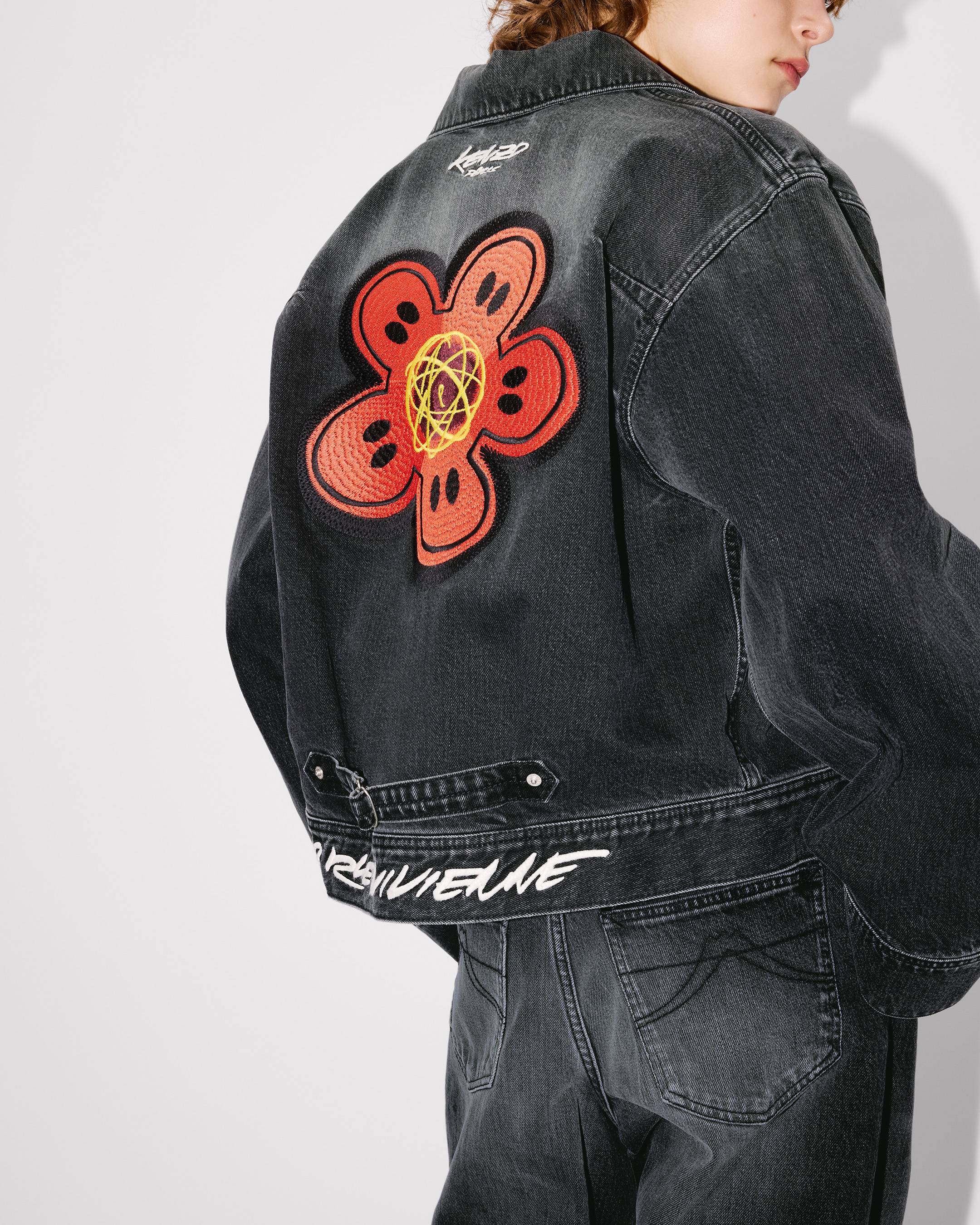 Veste à manches kimono brodée 'Kenzo x Futura 2000' en denim japonais