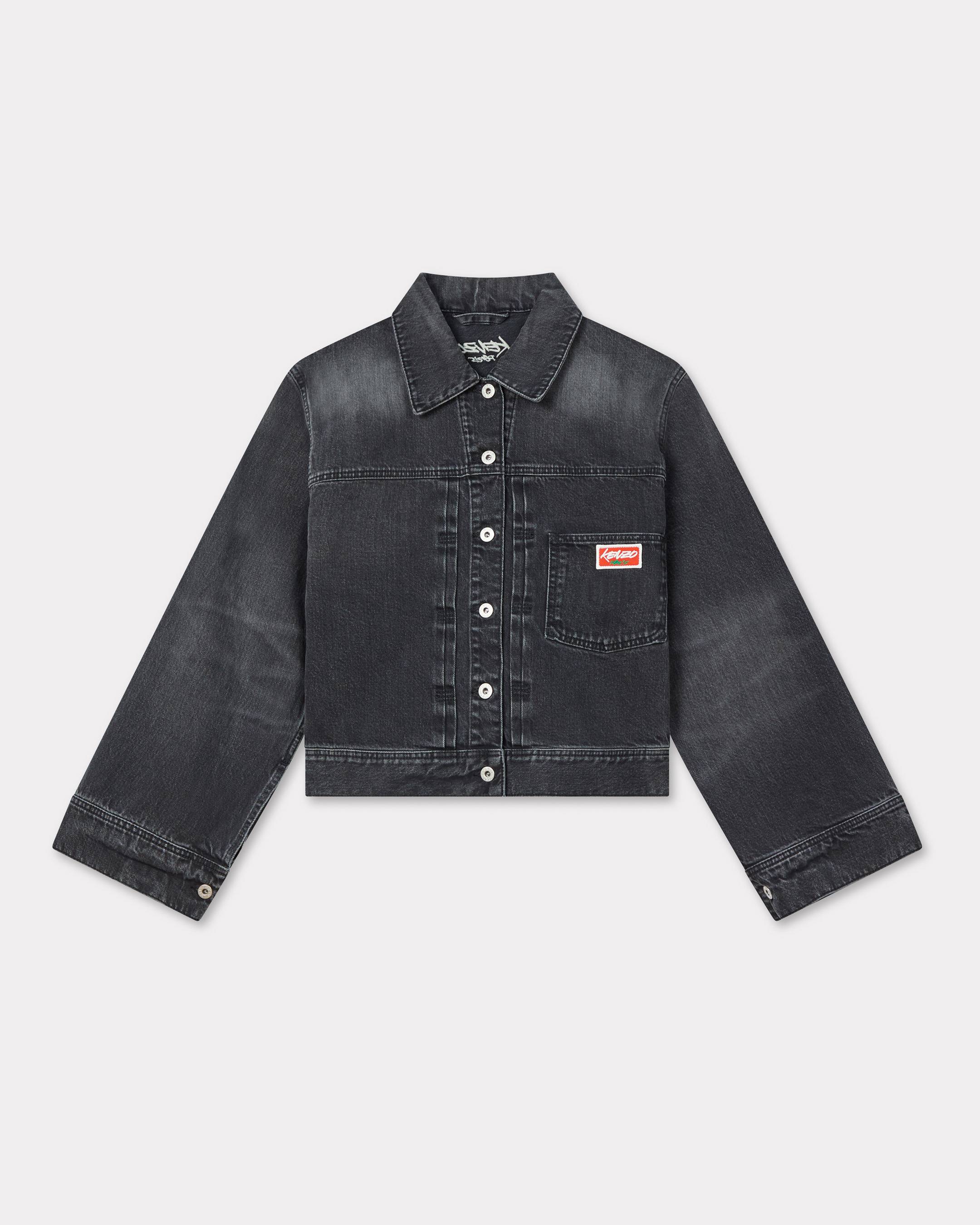KENZO 'Kenzo x Futura 2000' Embroidered Kimono Sleeves Jacket In Japanese Denim Medium Stone Black Womens - Size 38