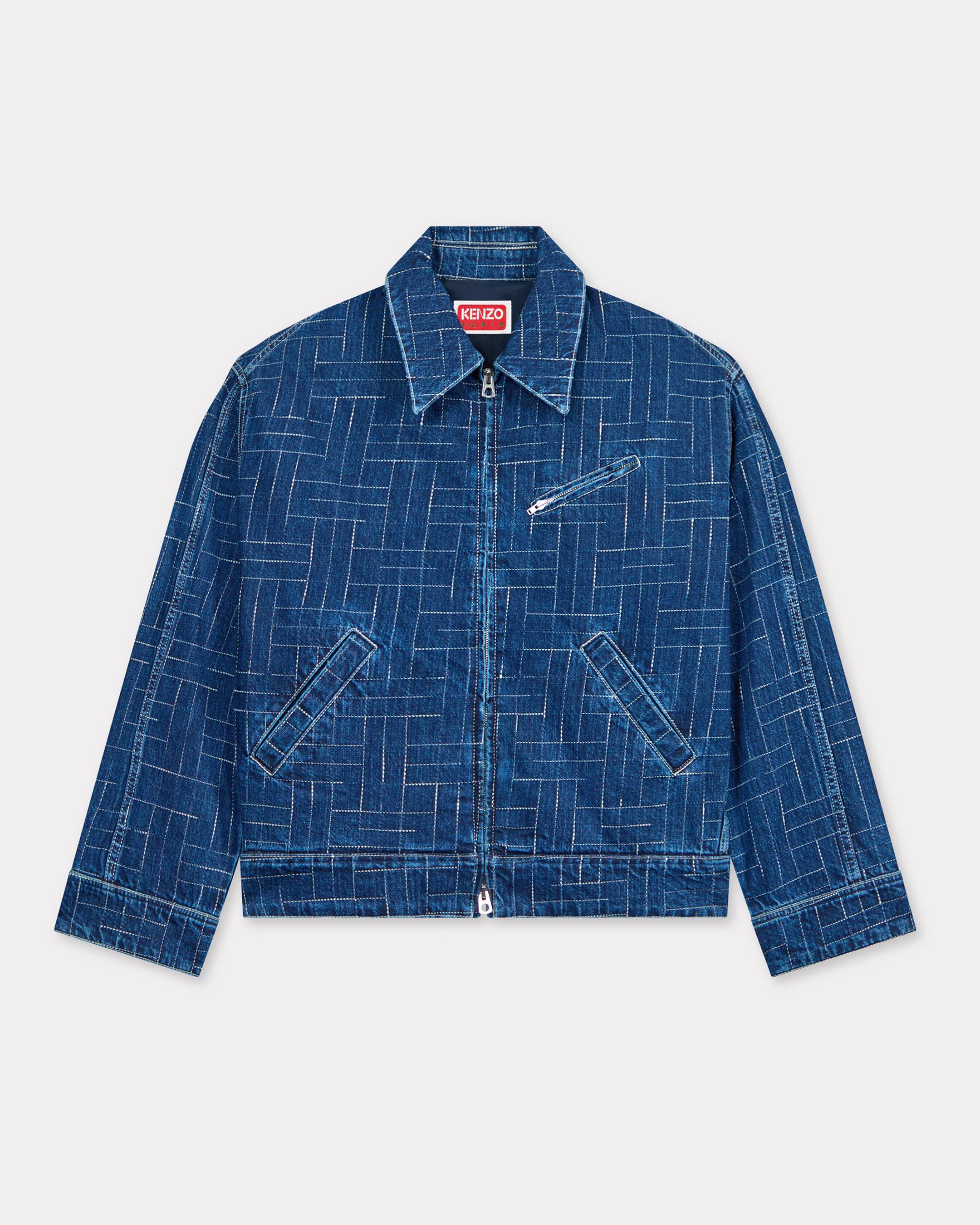 KENZO ' Weave' Workwear Jacket In Japanese Denim, Woman, Medium Stone Blue Size 34, Leather