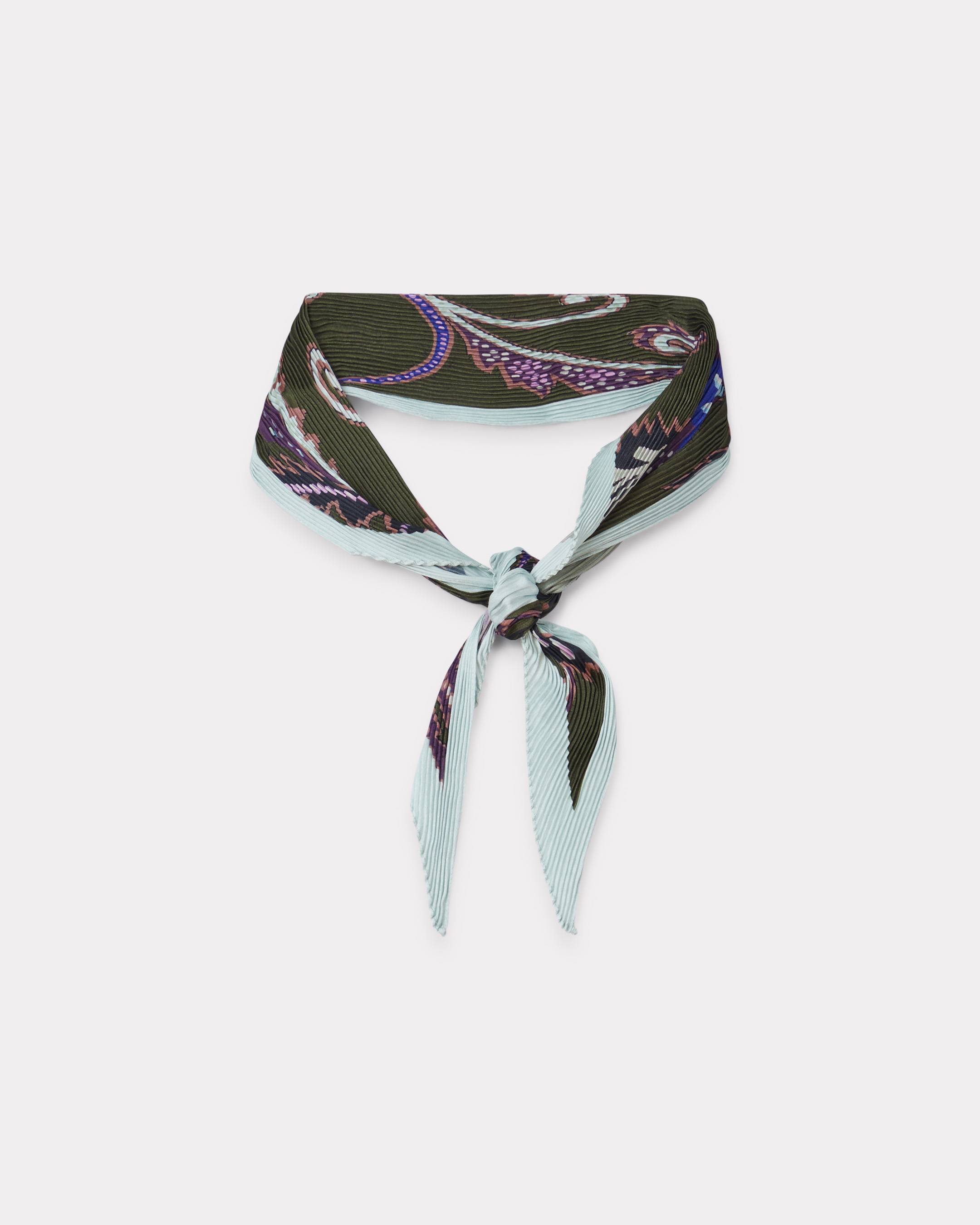 KENZO ' Paisley' Small Pleated Scarf, Woman, Khaki, Size One, Polyester