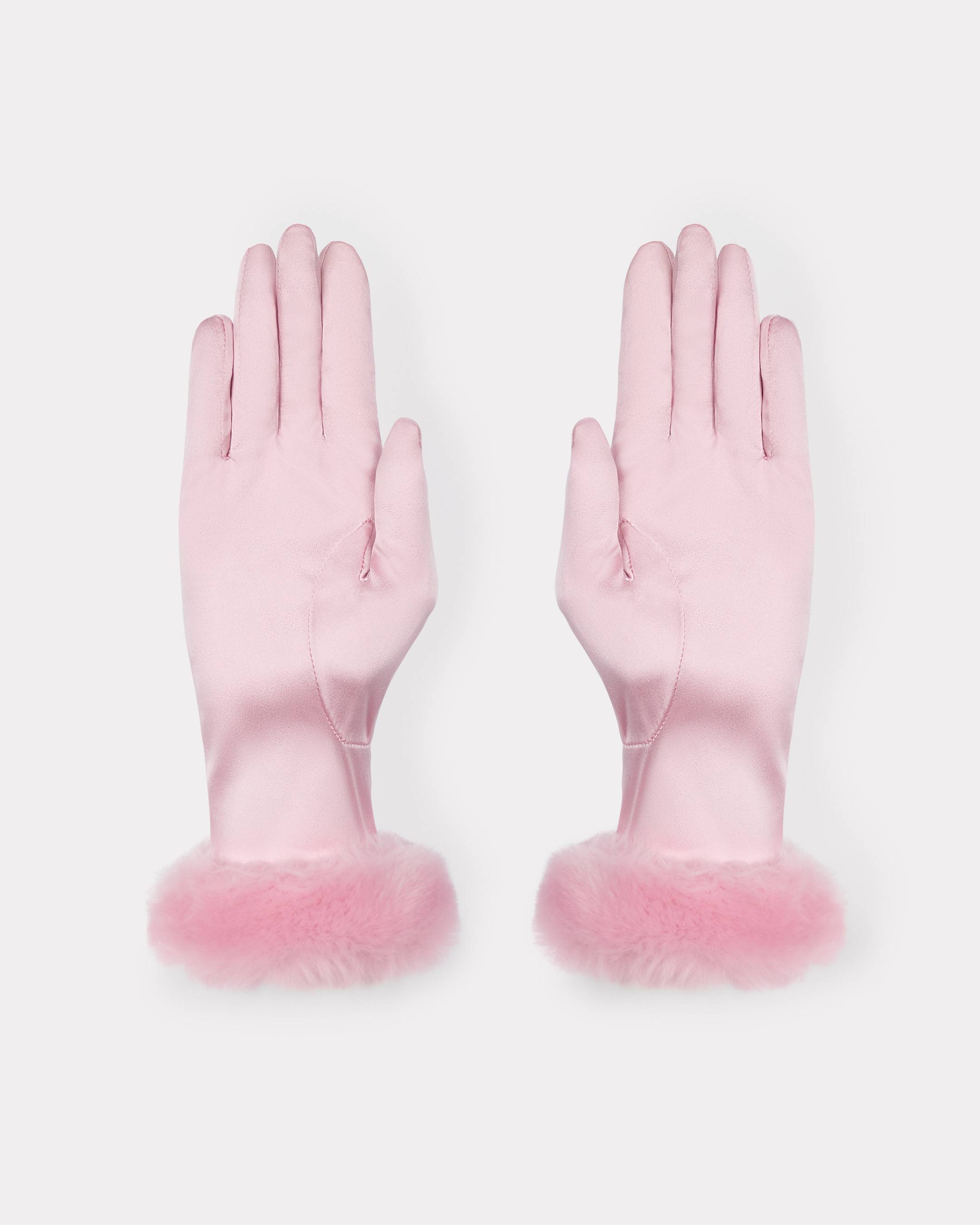 Gloves in silk and fake fur