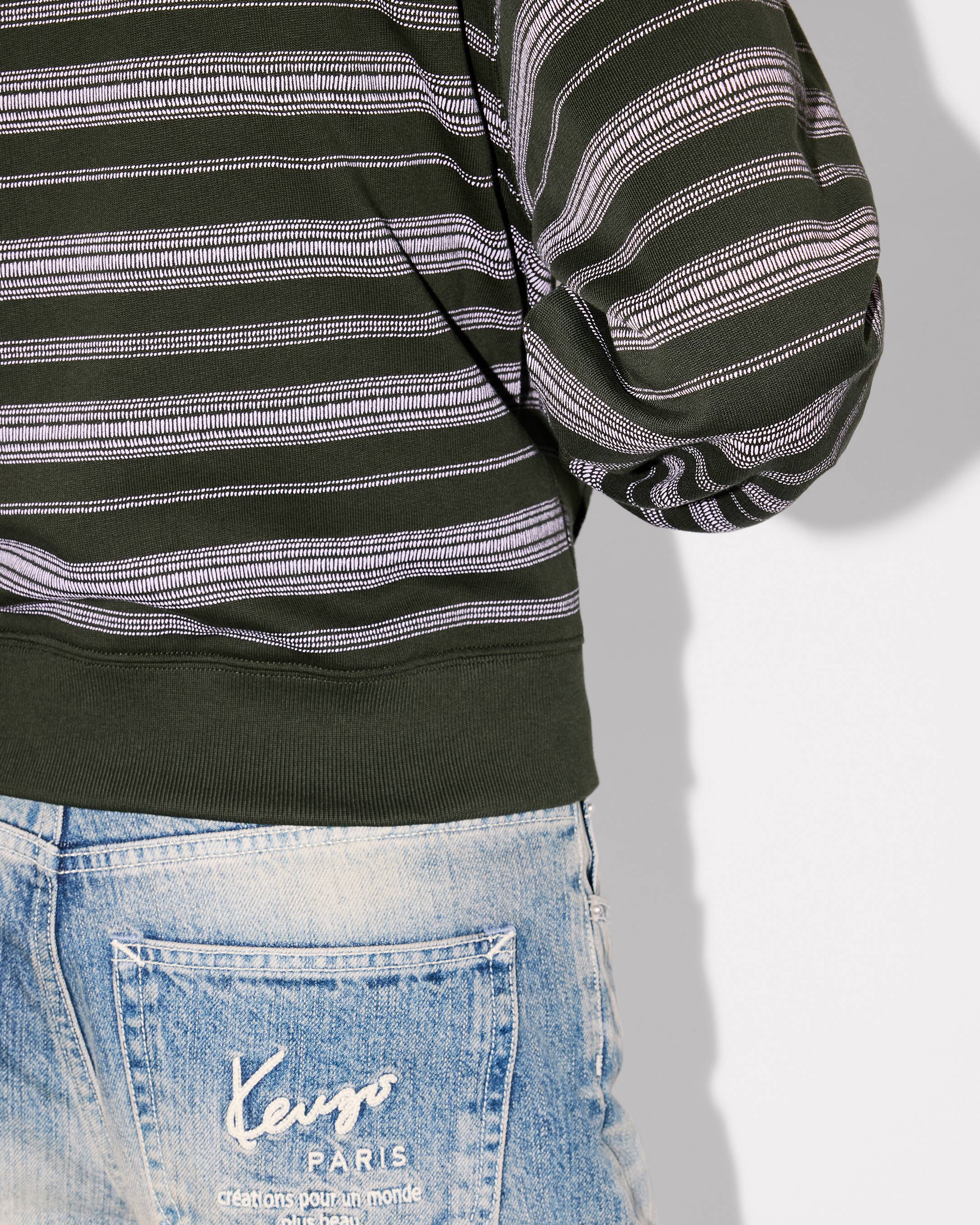 'Boke Flower' stripes short zip-up hoodie in cotton