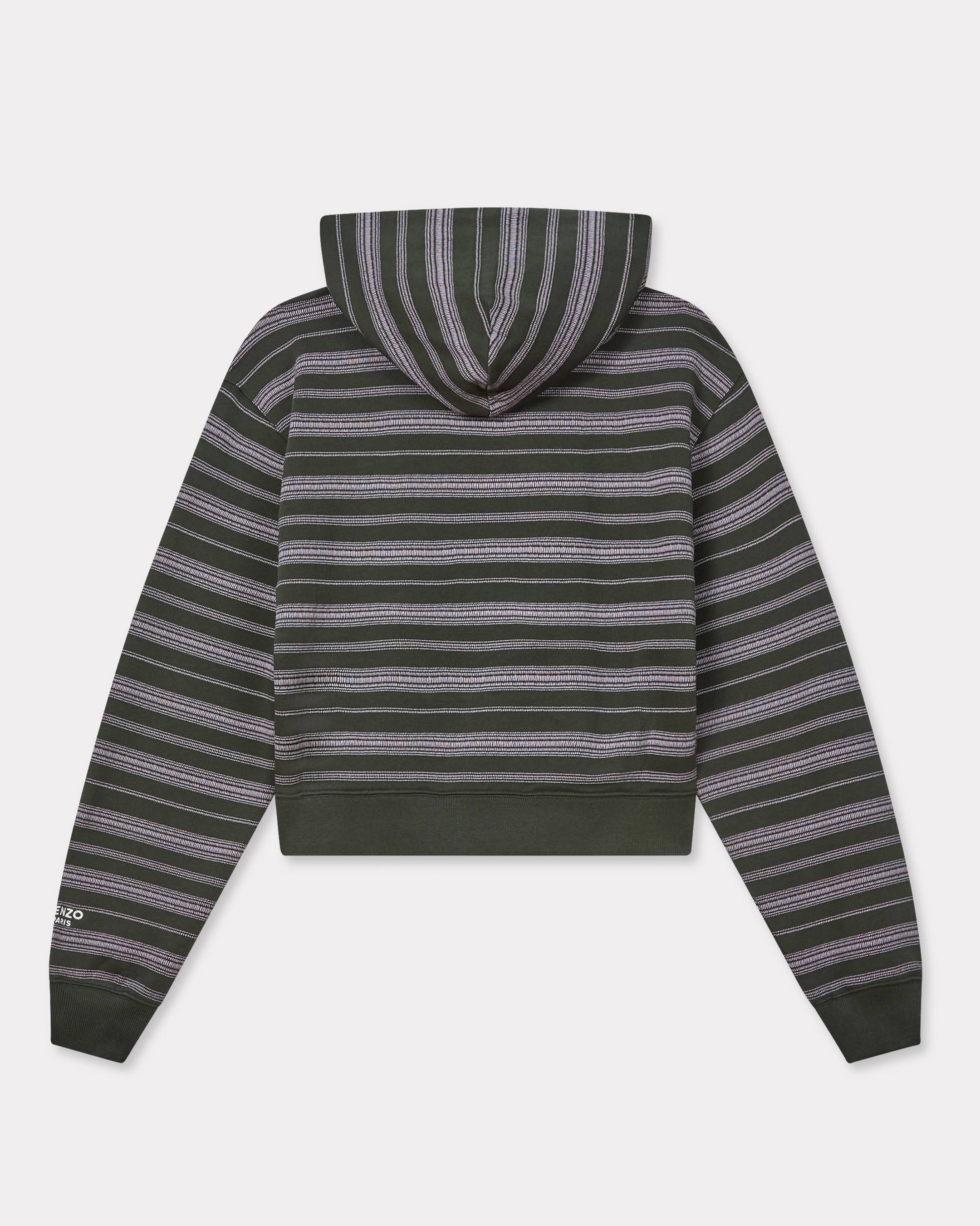 'Boke Flower' stripes short zip-up hoodie in cotton