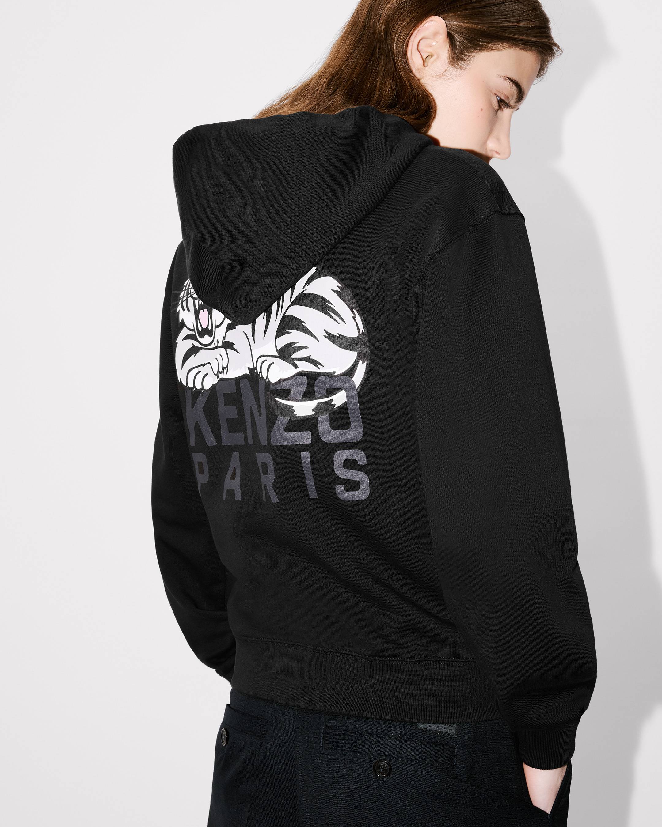 Sweatshirt à capuche zippé 'KENZO Happy Tiger' en coton