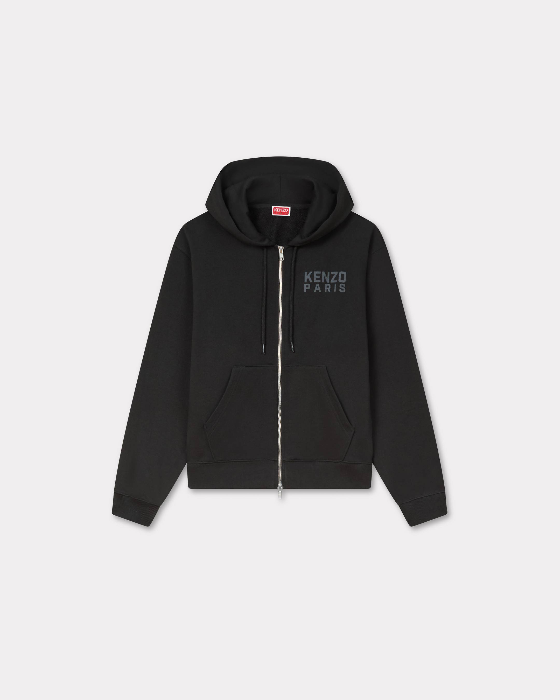 KENZO ' Happy Tiger' Zip-up Hoodie , Woman, Black, Size L, Cotton