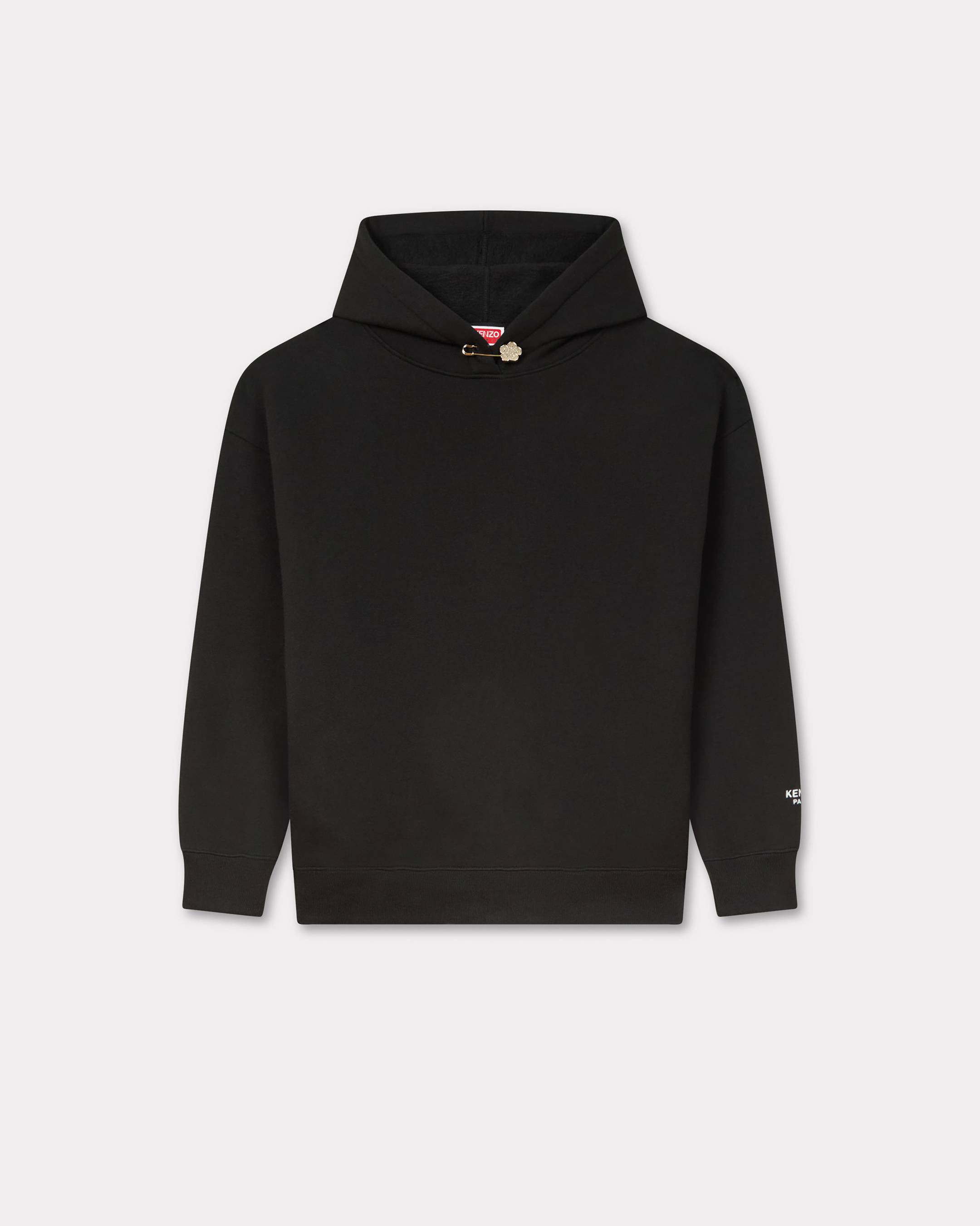 KENZO 'Boke Flower' Pin Oversized Hoodie , Woman, Black, Size L, Cotton
