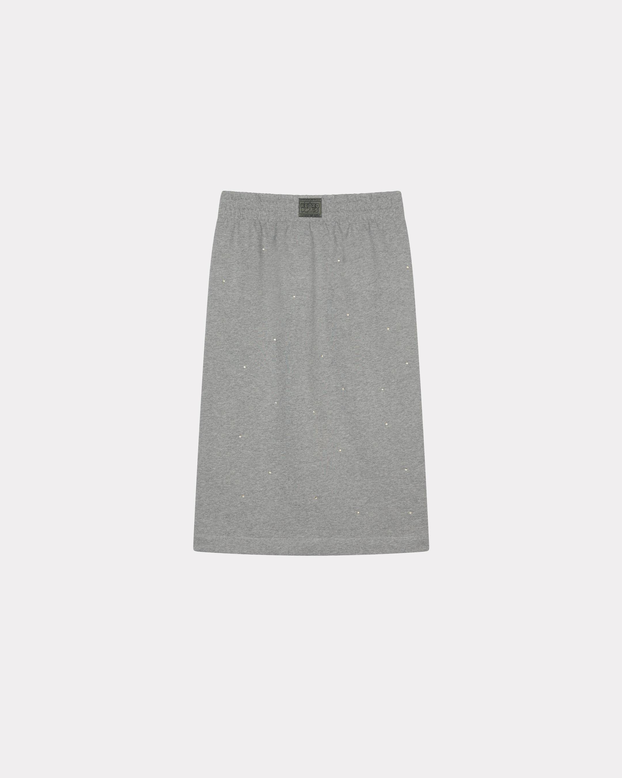 KENZO 'Kenzo Elephant Logo' Strass Embroidered Skirt In Cotton Pearl Grey Womens - Size S