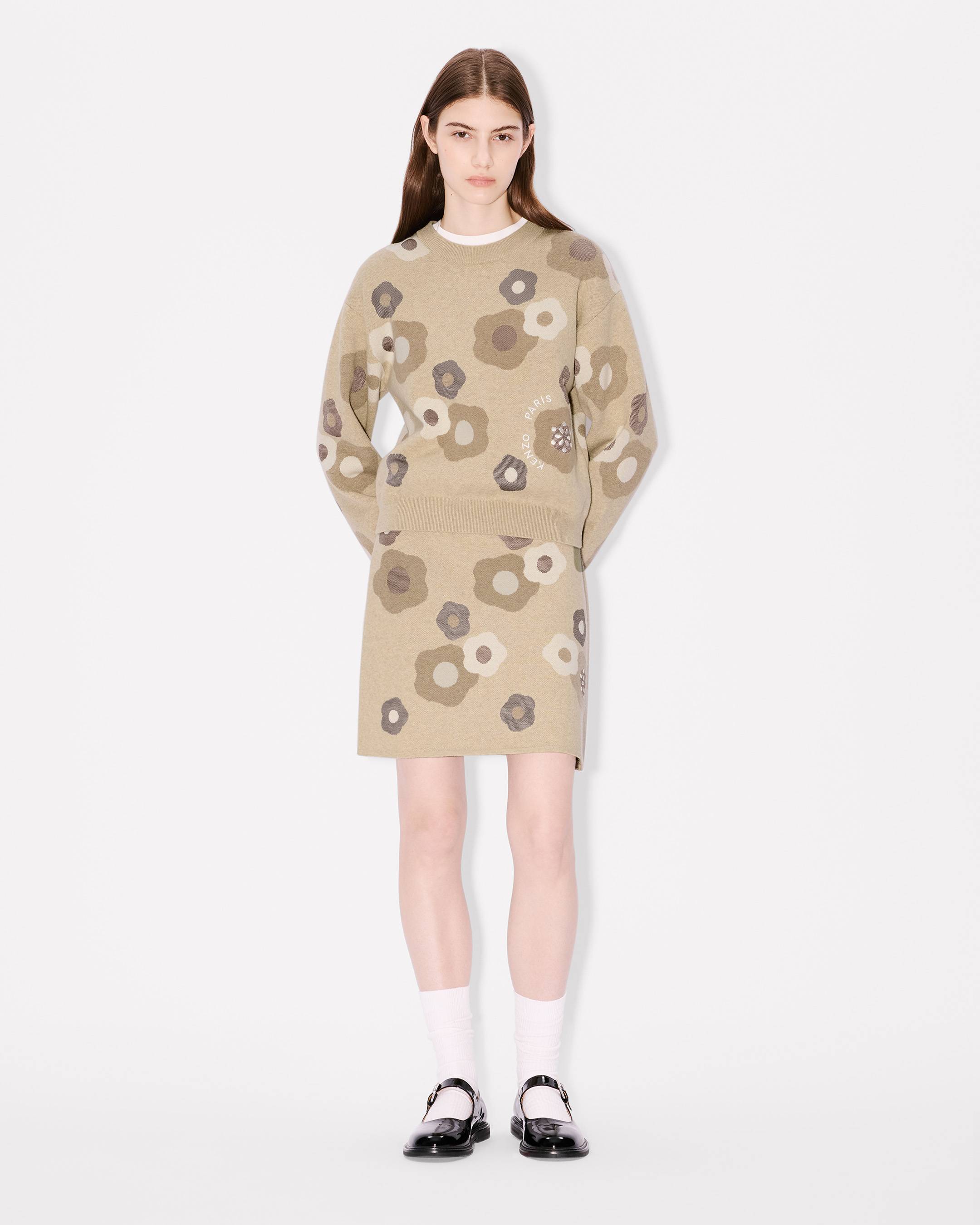 Mini-jupe brodée 'Hana Dots' en mélange de laine et coton