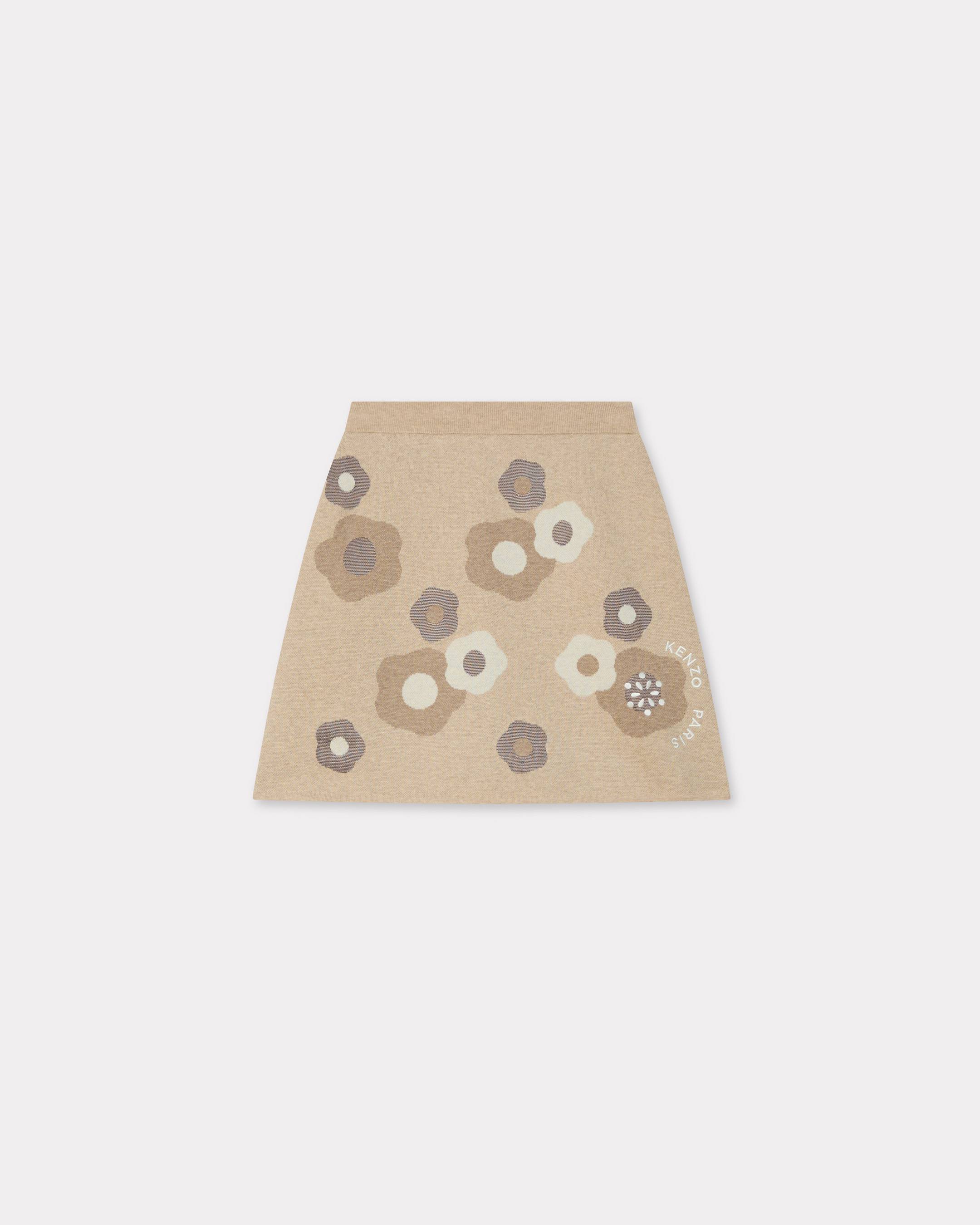 KENZO 'Hana Dots' Embroidered Mini Skirt In Mixed Cotton Wool Beige Womens - Size M