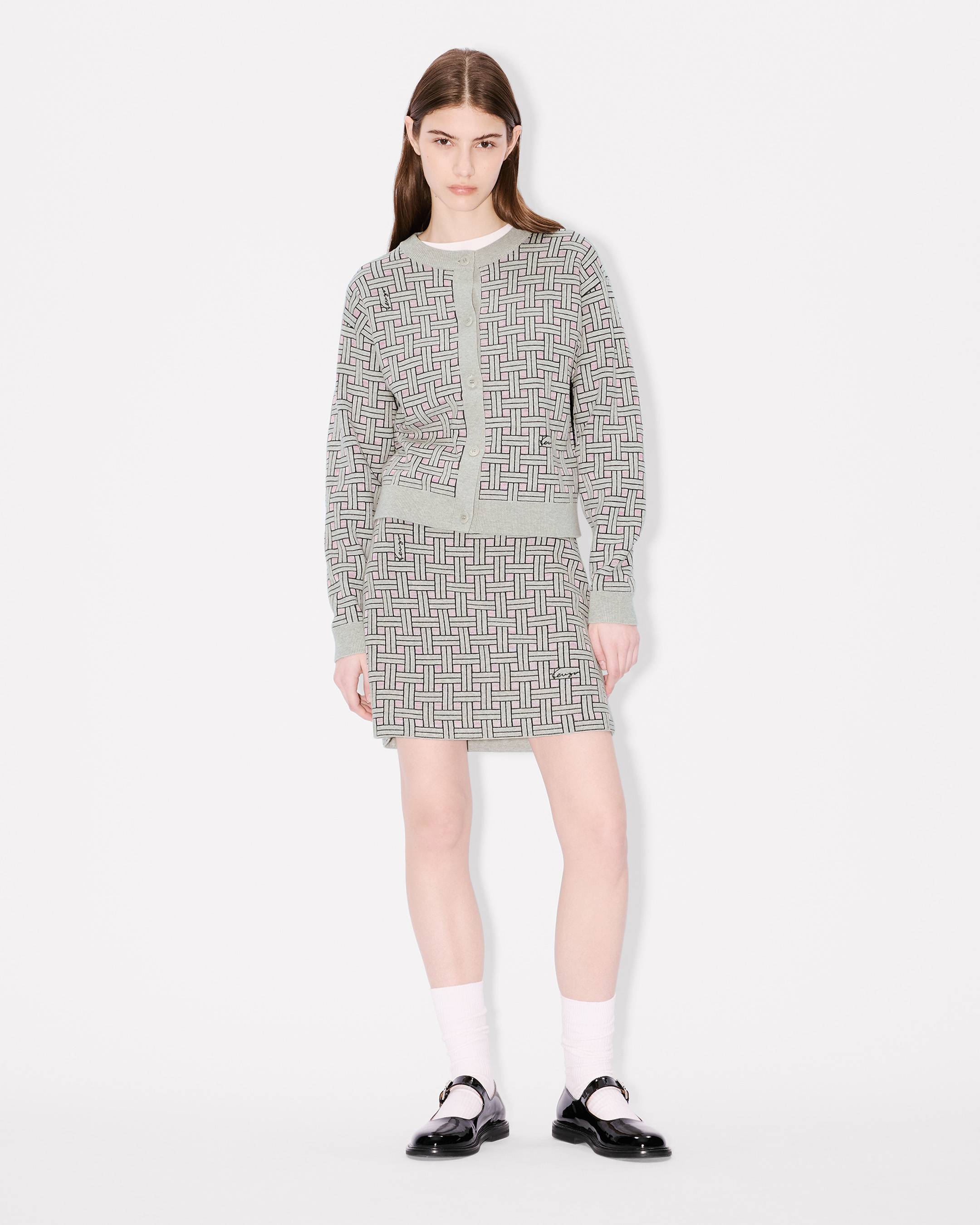 'KENZO Weave' mini skirt in mixed cotton wool