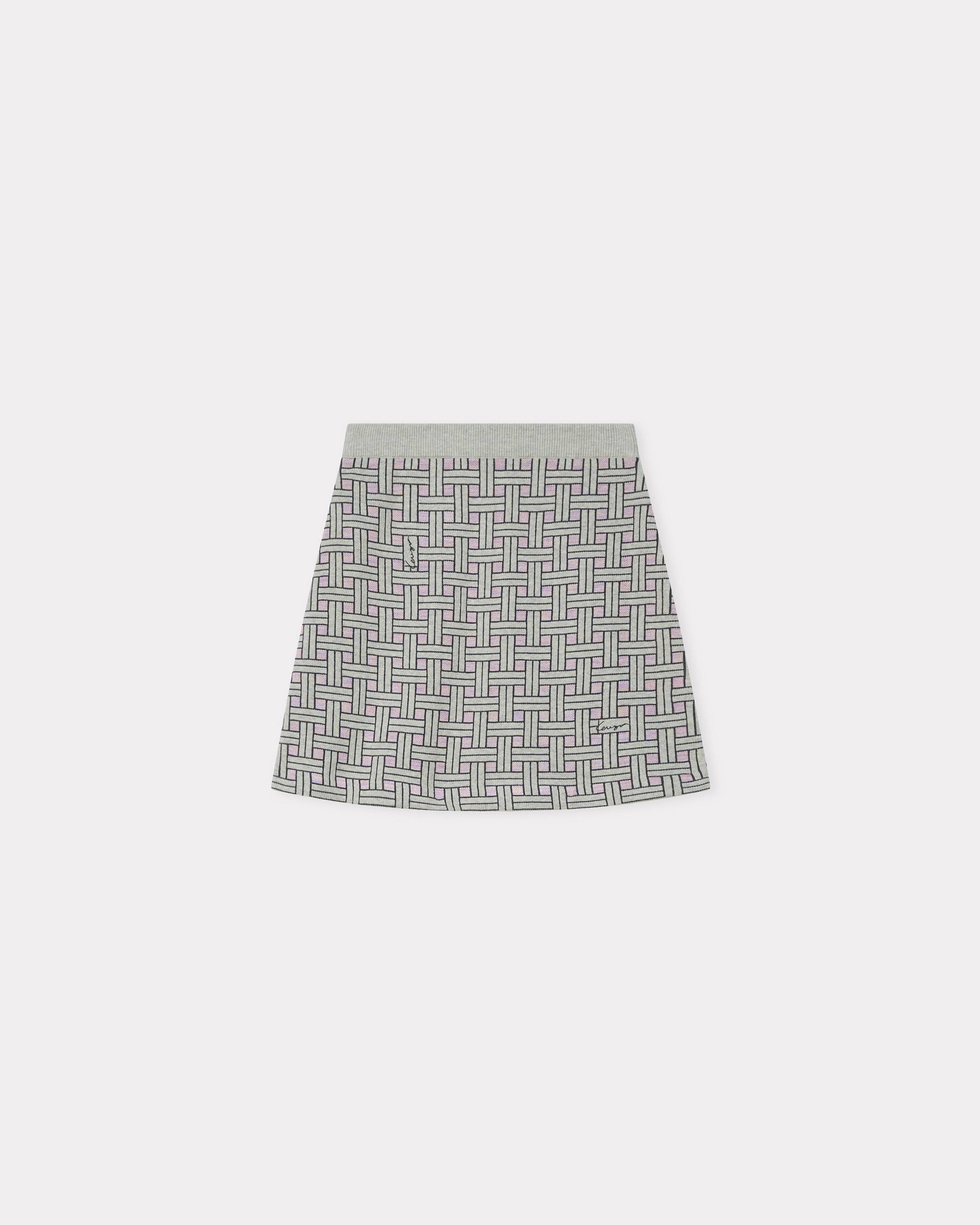 KENZO ' Weave' Mini Skirt In Mixed Cotton Wool, Woman, Pale Gray, Size Xs,