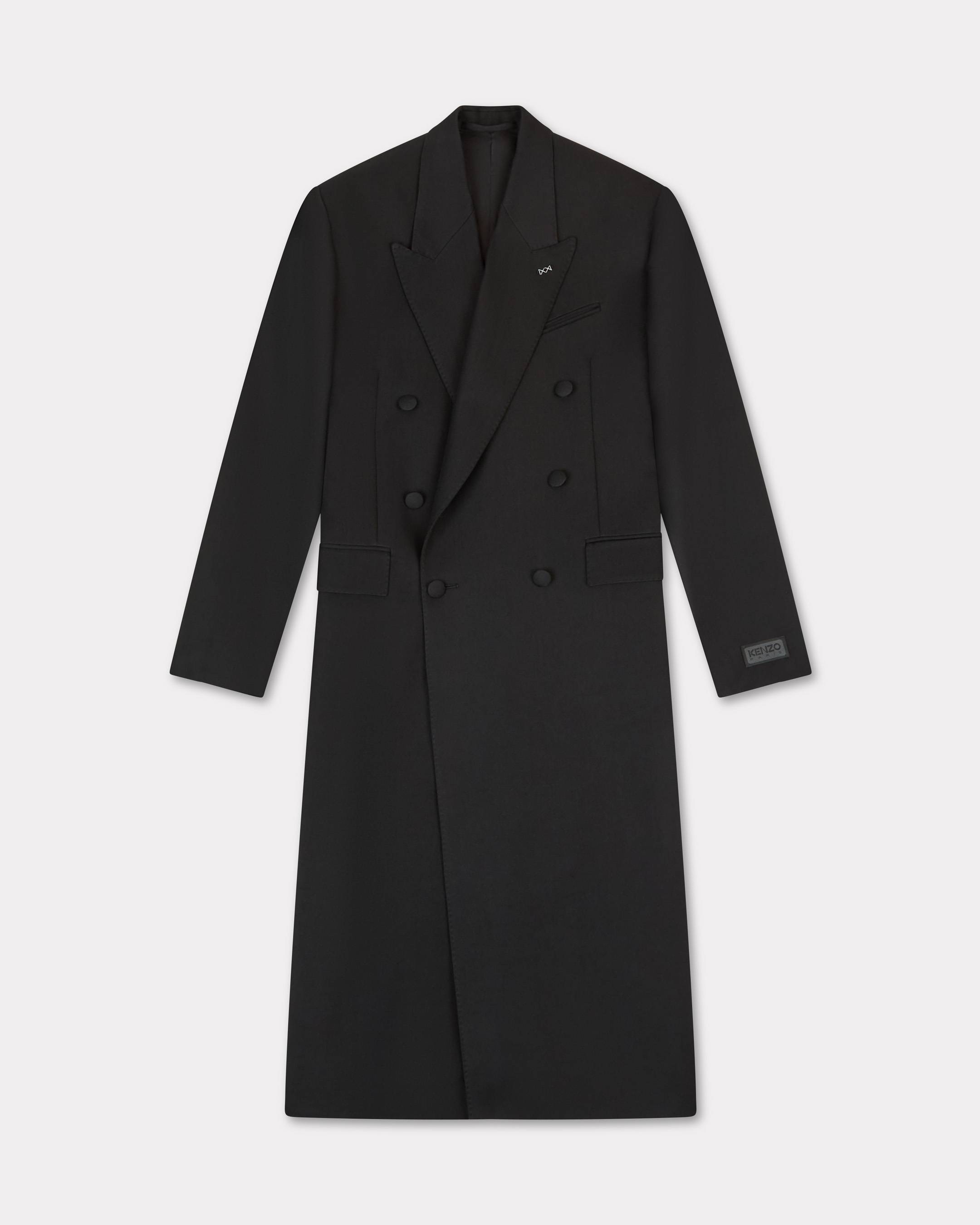 KENZO Long Tailoring Coat In Virgin Wool, Black, Womens , 34