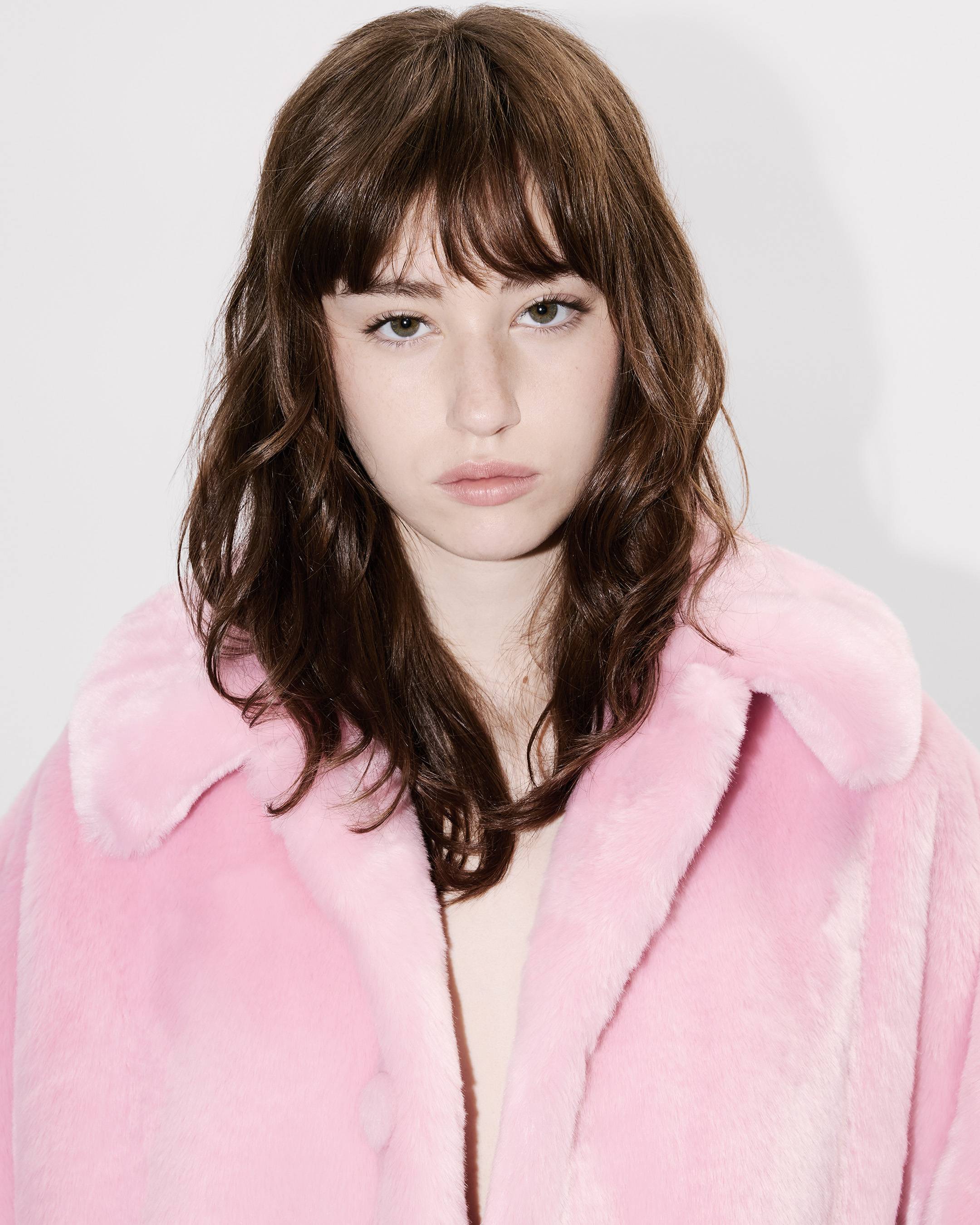 Oversized coat in fake fur