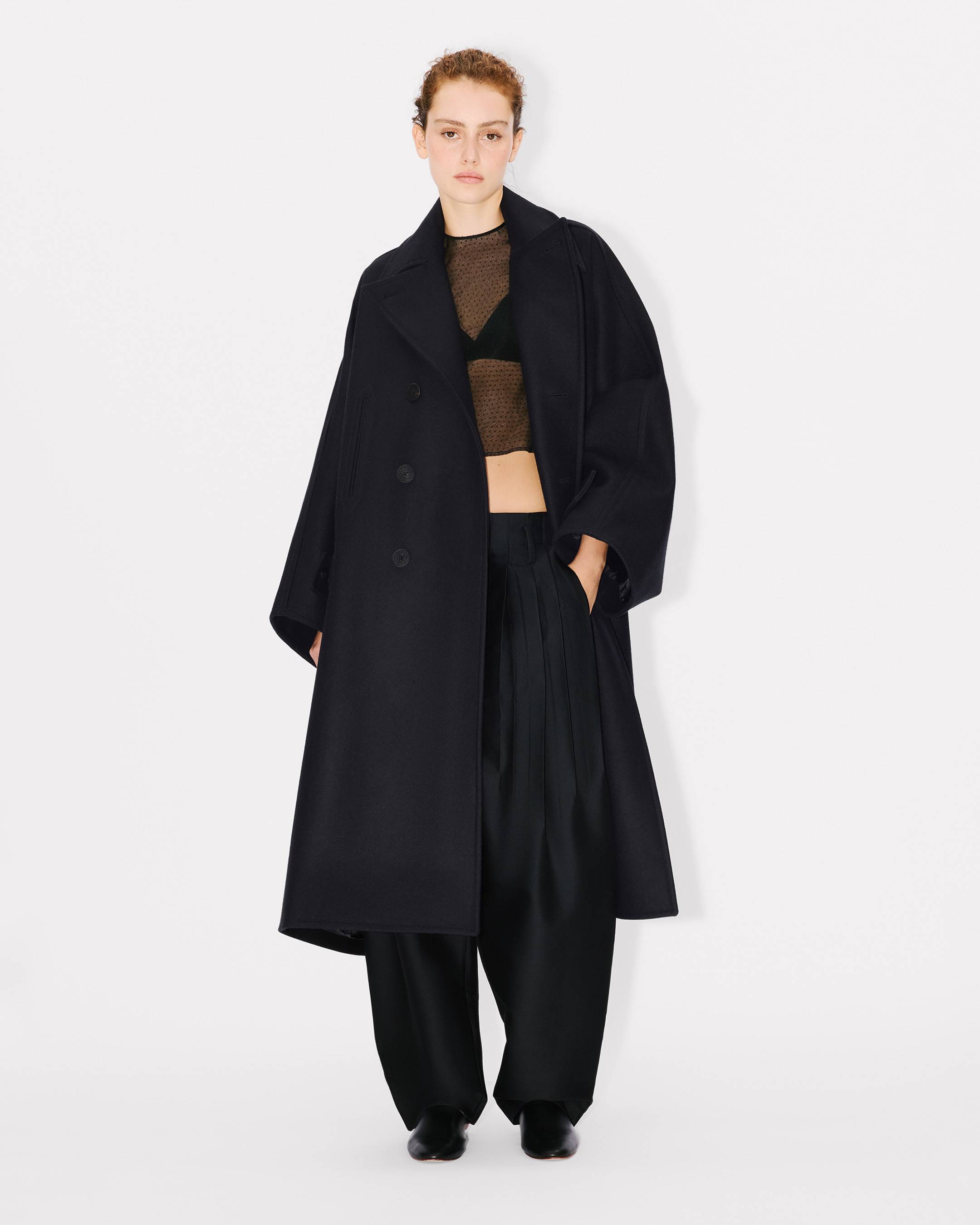 Oversized kimono coat in virgin wool