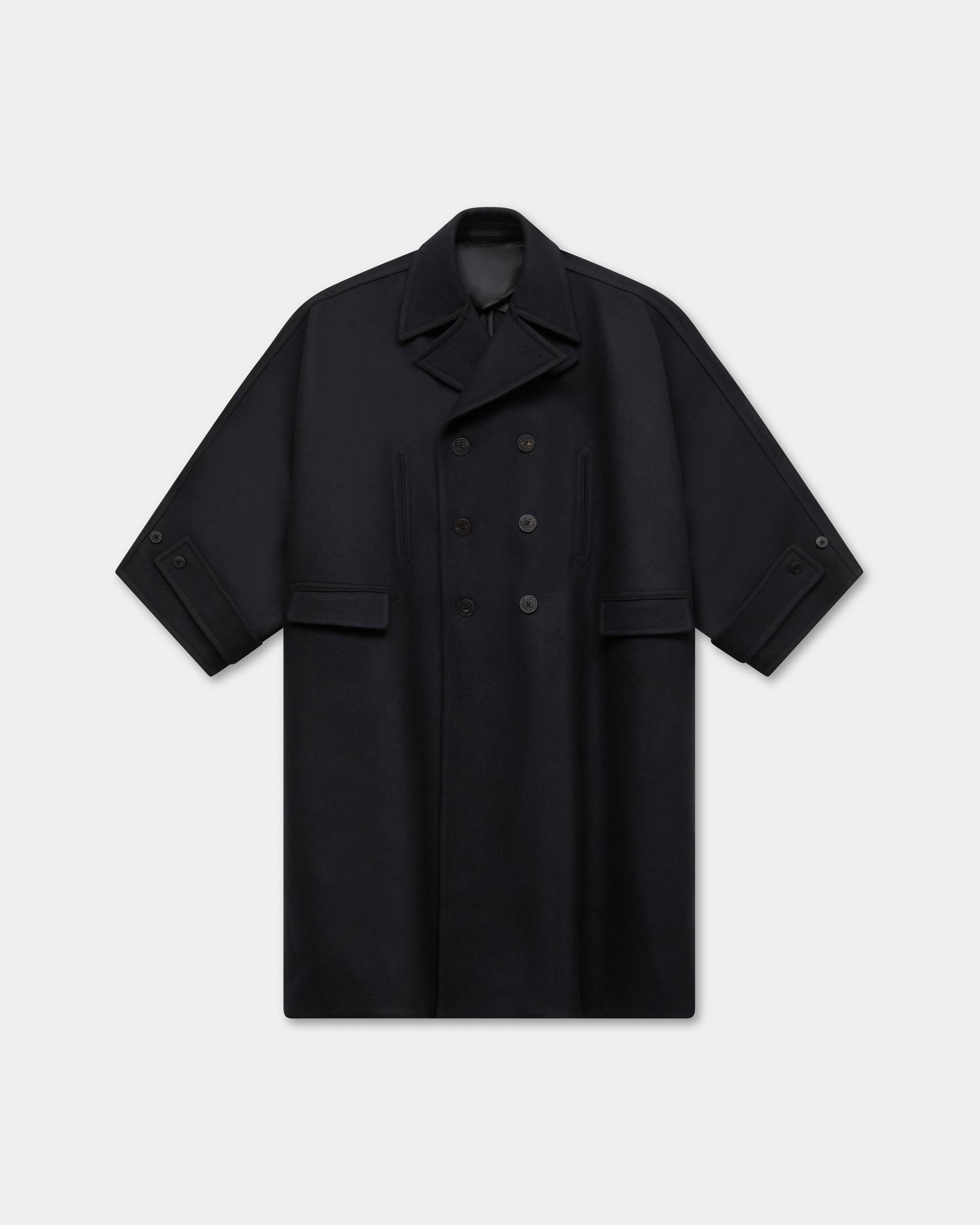 KENZO Oversized Kimono Coat In Virgin Wool, Black, Womens , 34