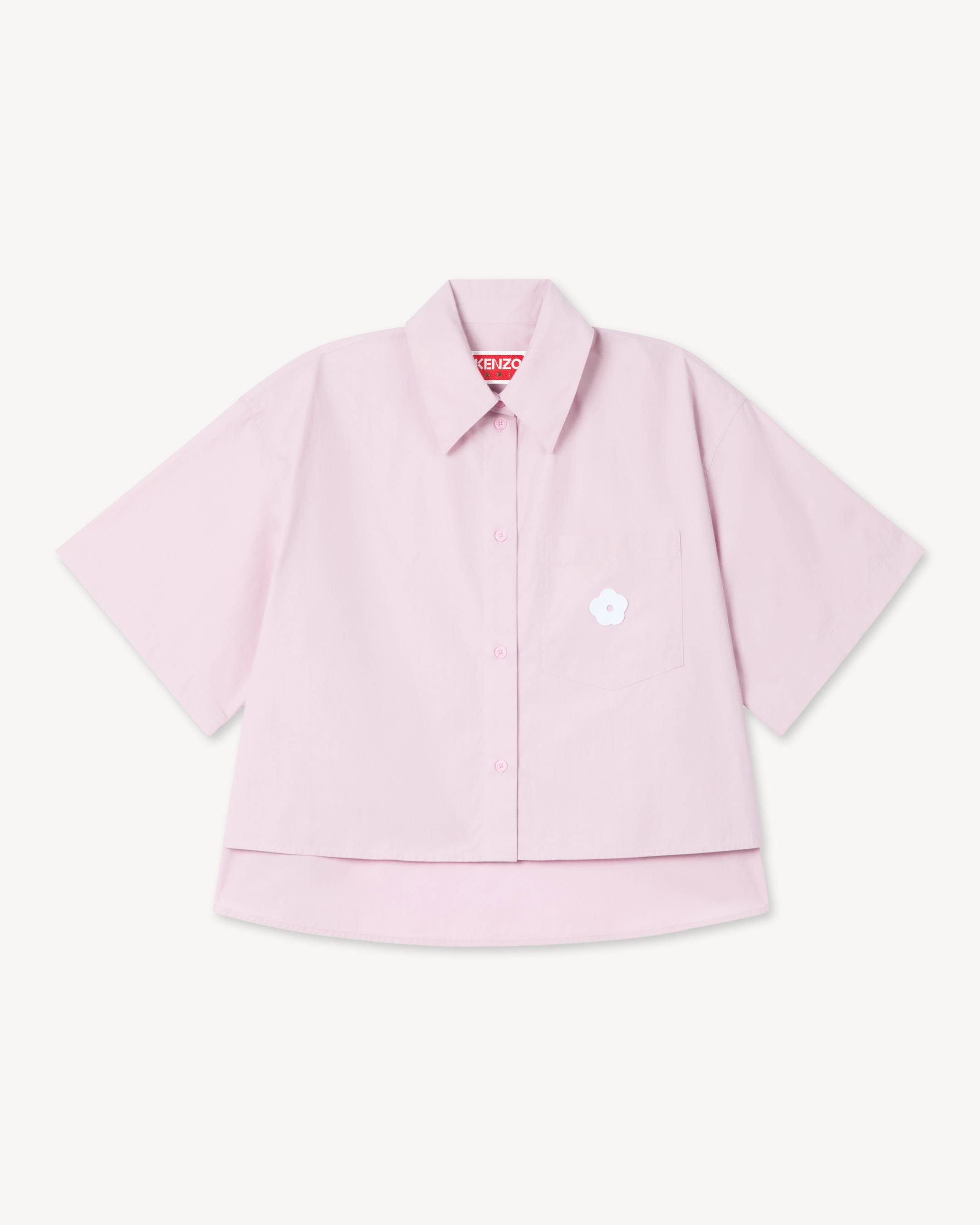 Camicia corta con spalle scese in popeline di cotone 'Boke Flower 2.0'
