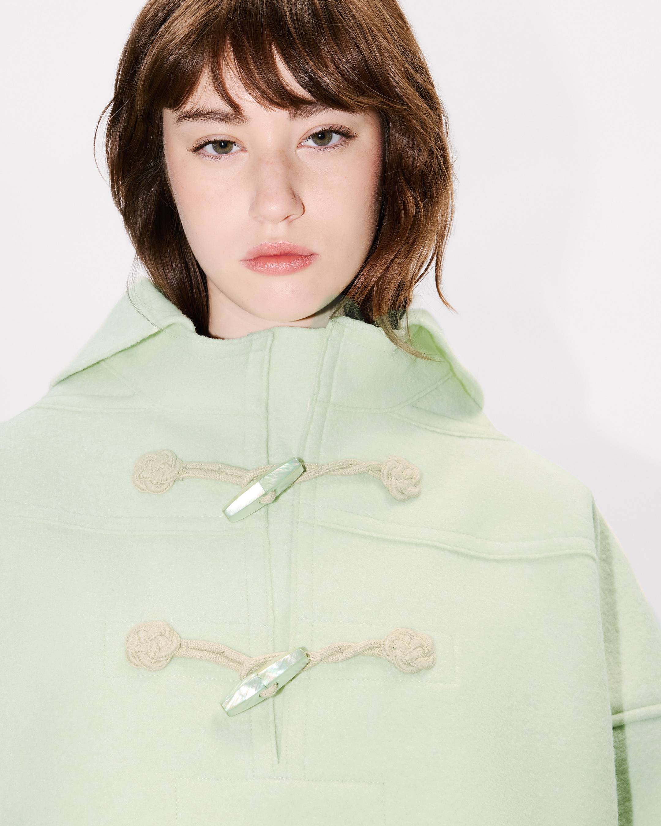 Boxy cropped vareuse in virgin wool