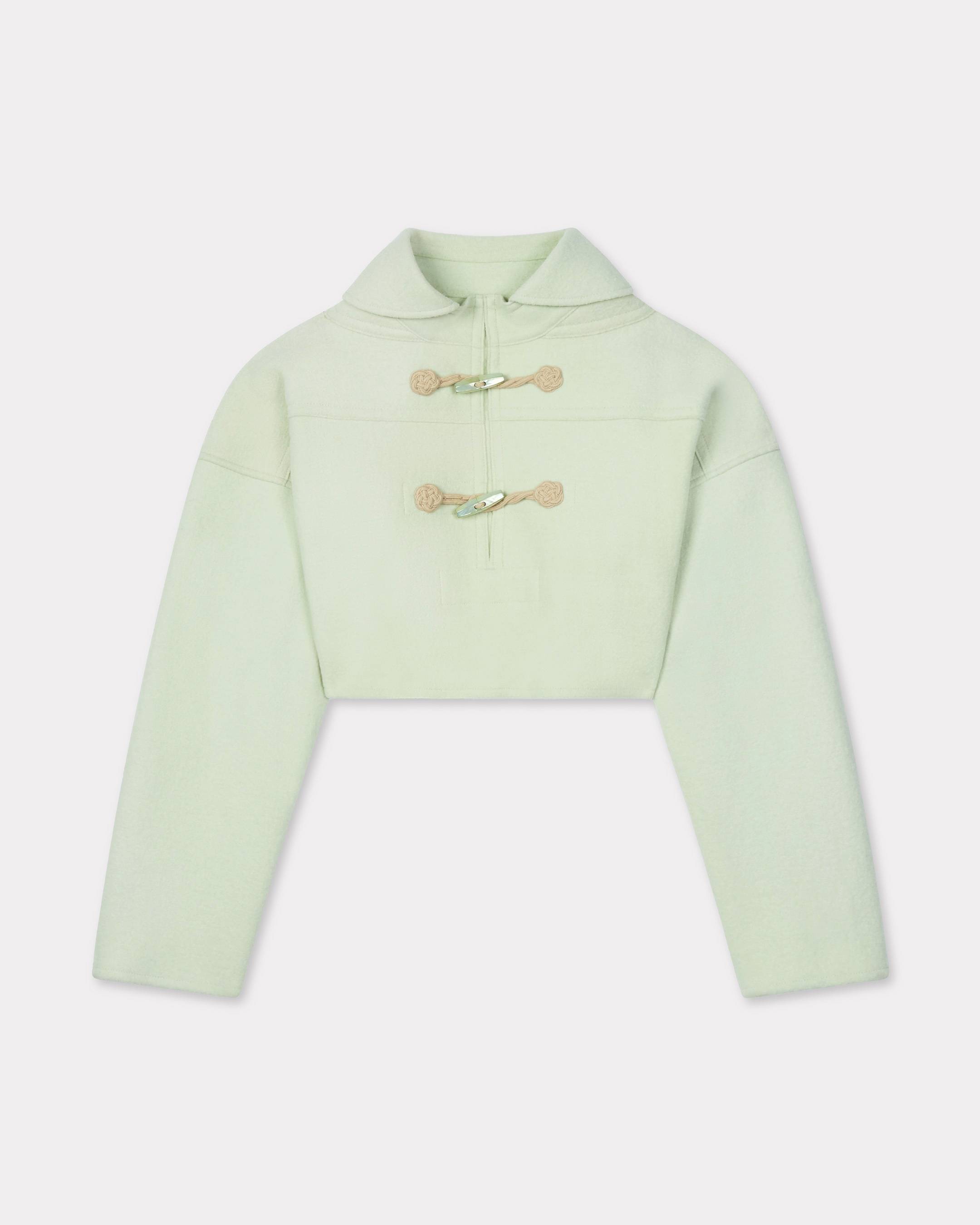 Boxy cropped vareuse in virgin wool