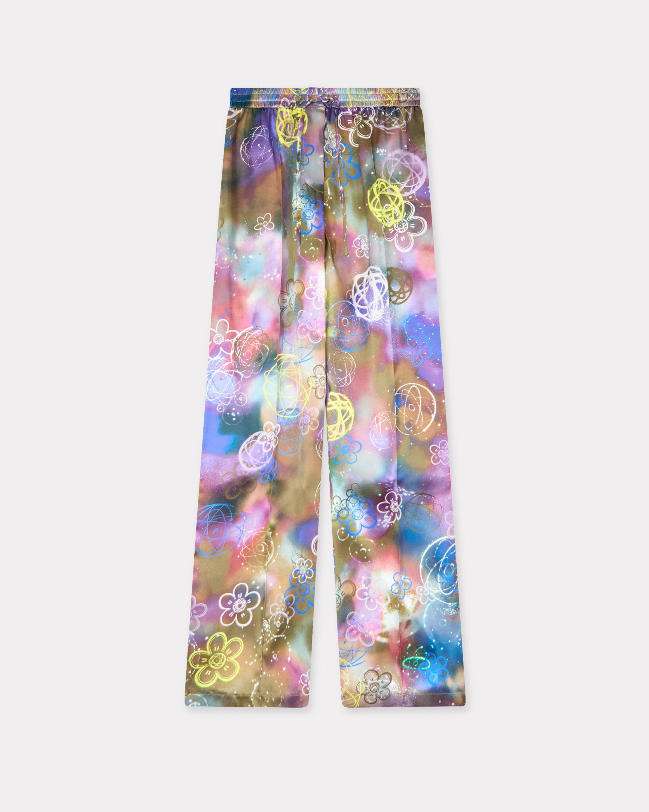 KENZO ' x Futura 2000' Pants In Silk, Woman, Khaki, Size 40, Silk