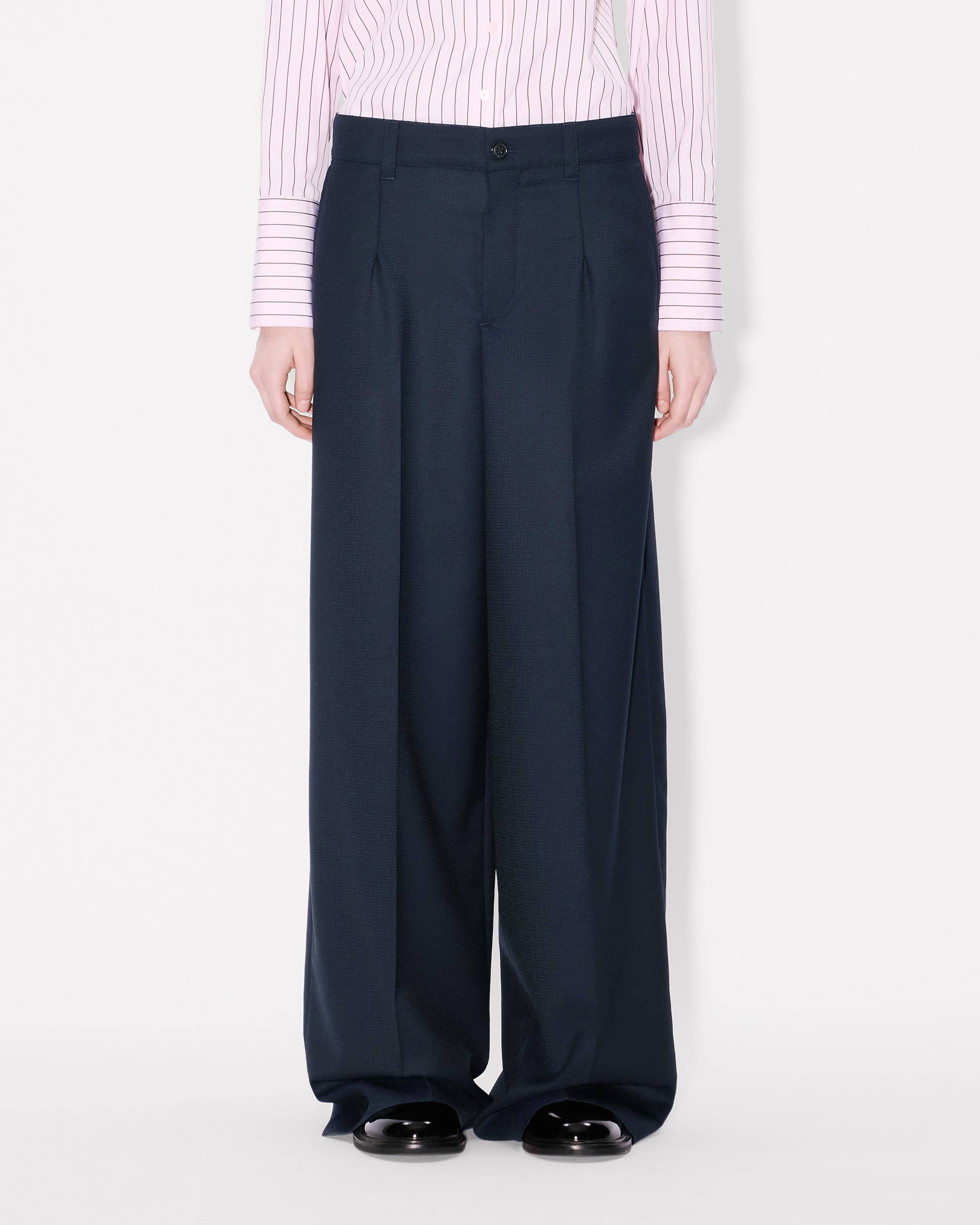'KENZO Weave' wide leg pants in wool jacquard