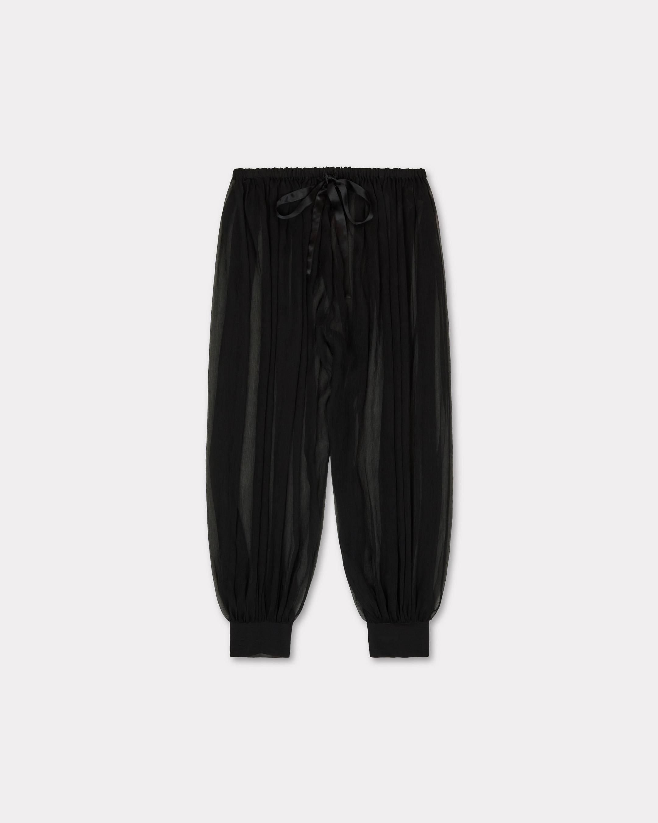 KENZO Balloon Pants In Transparent Silk Veil, Woman, Black, Size L,